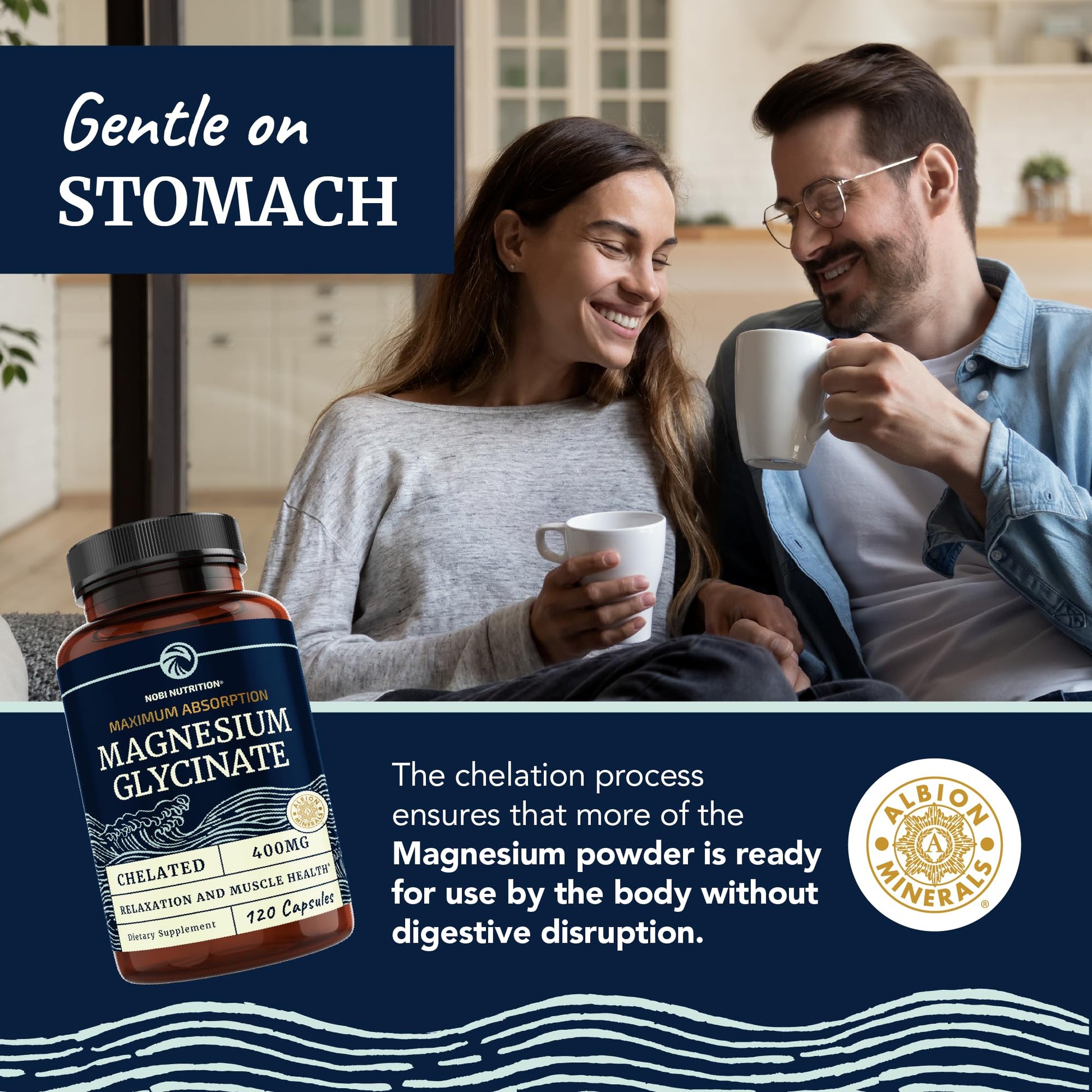 Magnesium Bisglycinate 400mg | Chelated Bisglycinate for Muscle Relaxation, Bones Nobi Nutrition