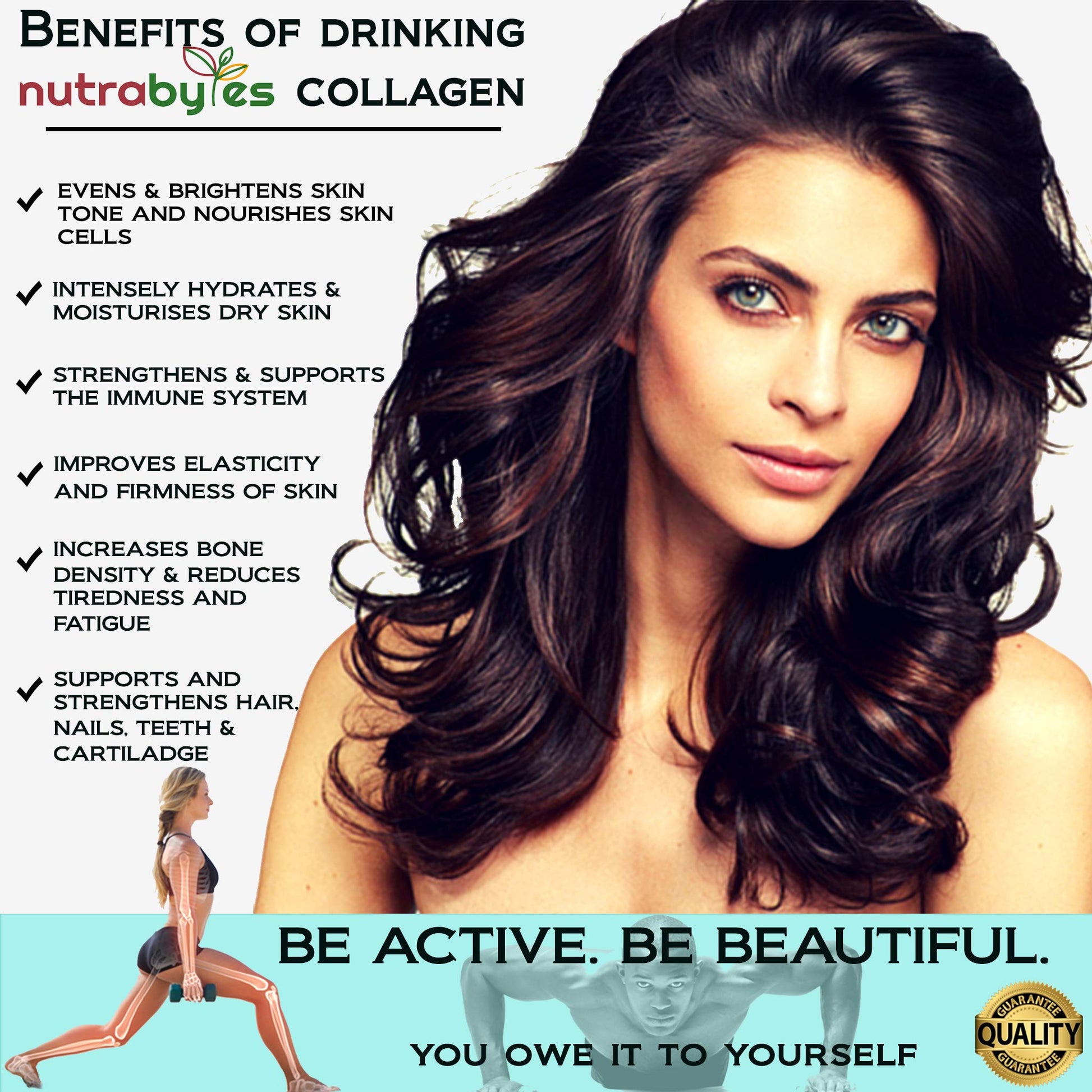 Marine Collagen Liquid 10000mg Sugar Free, Hydrolysed Peptides | Hyaluronic Acid, Biotin, Silica, Vitamin C, Vitamin D3 NUTRABYTES