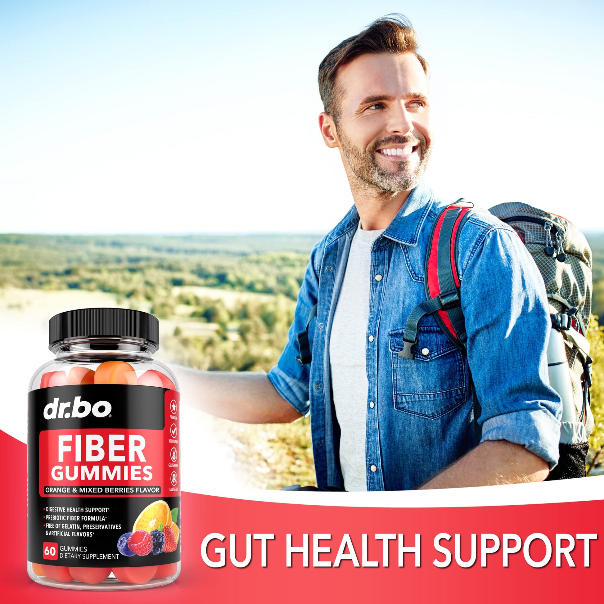 Fiber Gummies for Adults & Kids - Tasty Gummy Prebiotic Fiber Supplement for Max Digest DR. BO