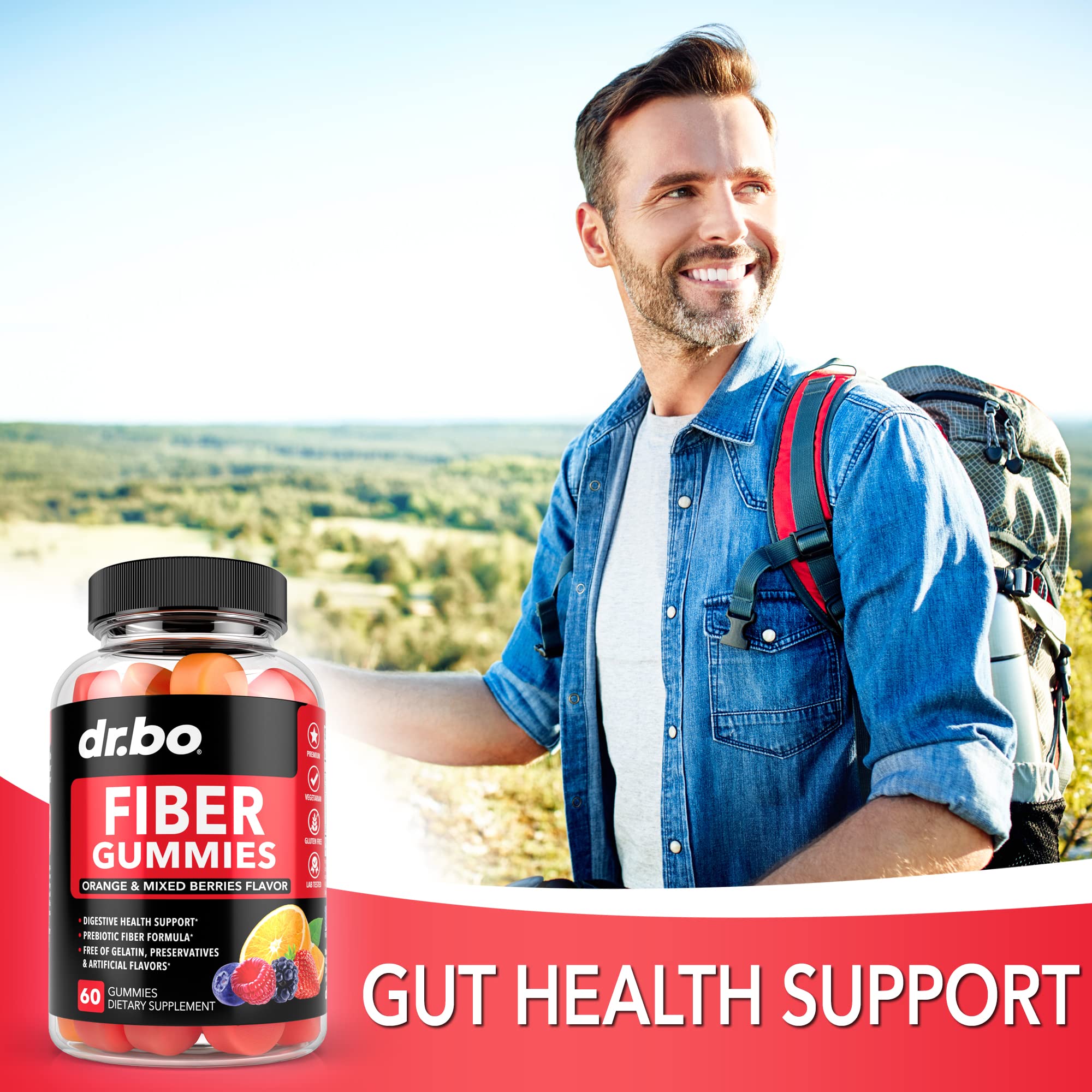 Fiber Gummies for Adults & Kids - Tasty Gummy Prebiotic Fiber Supplement for Max Digest DR. BO