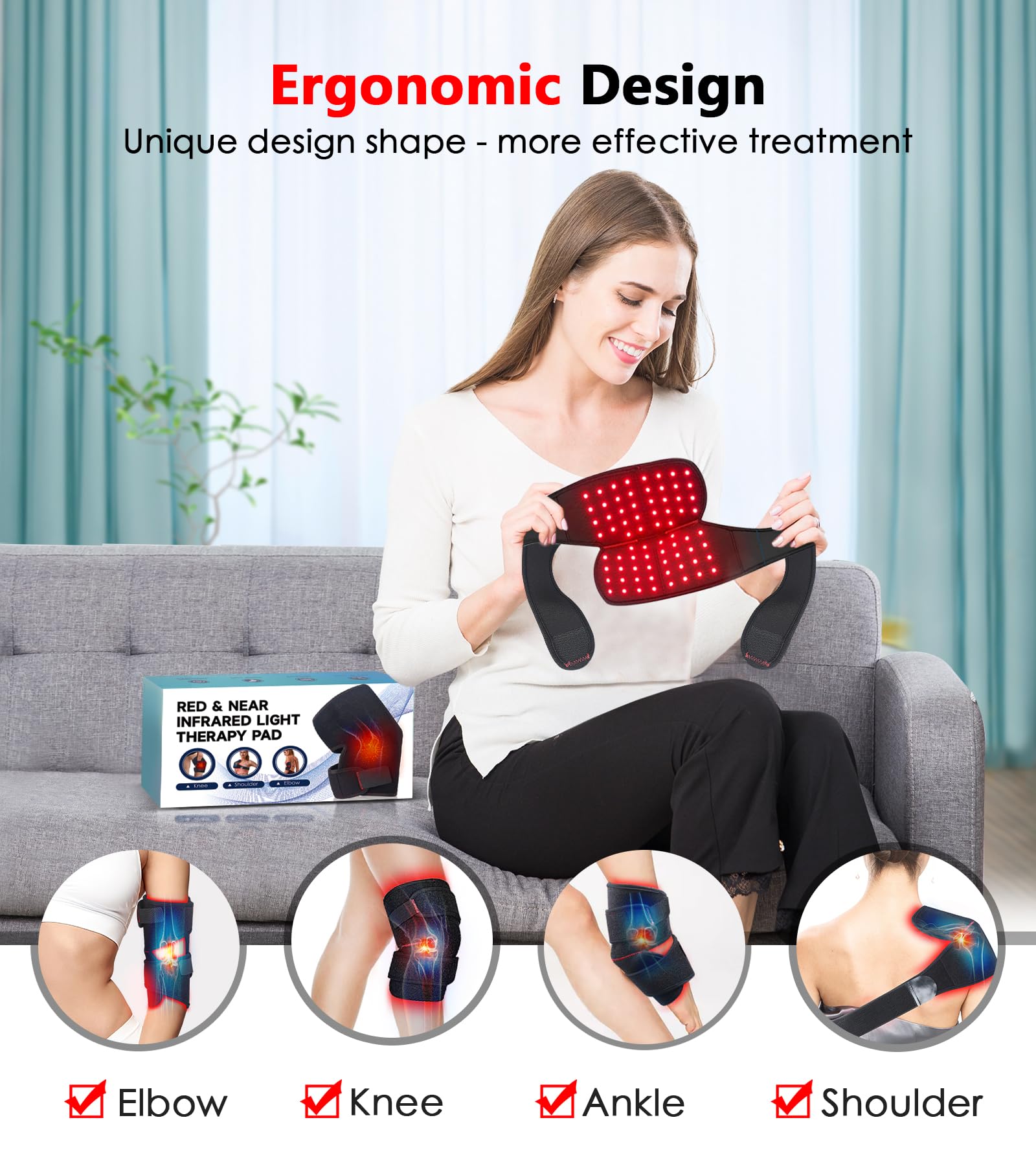 Red Light Therapy for Knee, Infrared Red Light Therapy Device Wrap Belt with 660nm Red Light RUISQM