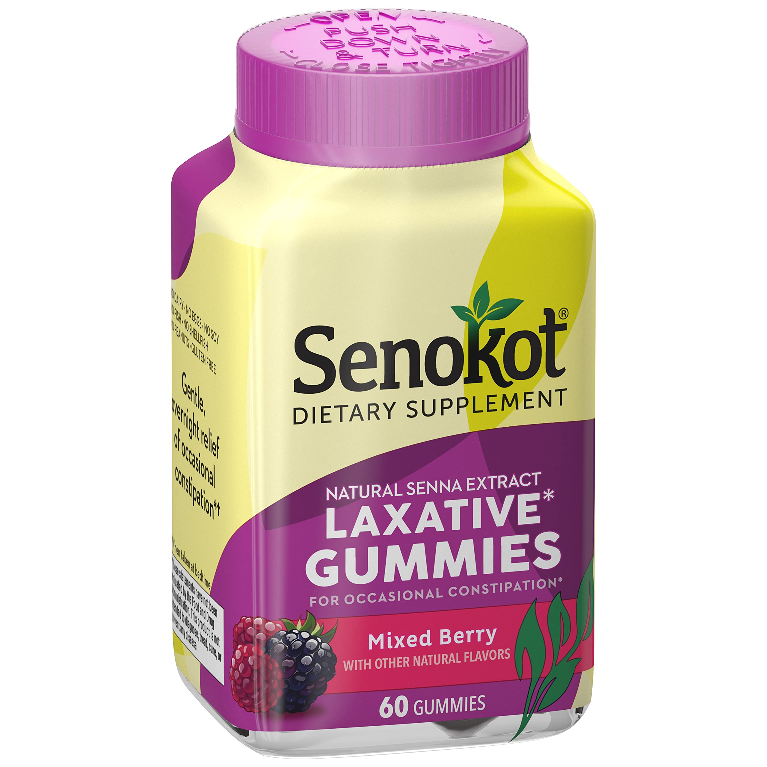 Senokot Dietary Supplement Laxative Gummies, Natural Senna Extract, Gentle, Overnight Relief Senokot