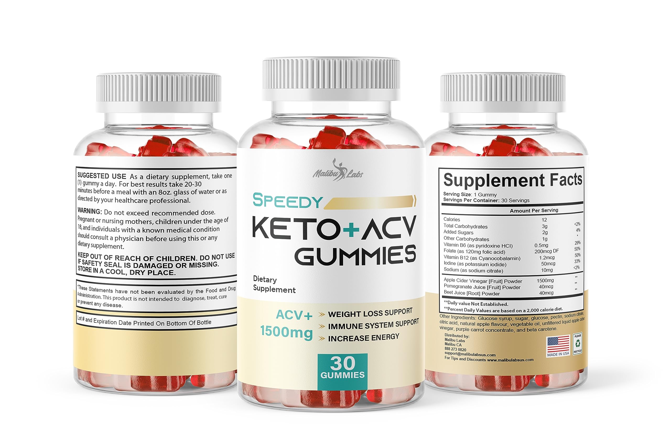 Speedy Keto acv Gummies- 1500mg Once a Day Keto Bites, Time Released Advanced Ketogenic Malibu Labs