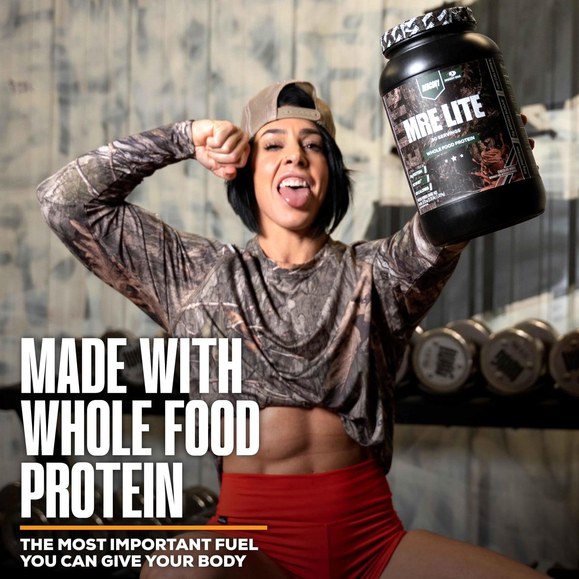 REDCON1 x Mossy Oak MRE Lite Whole Food Protein Powder, Chocolate Moose - Low Carb REDCON1