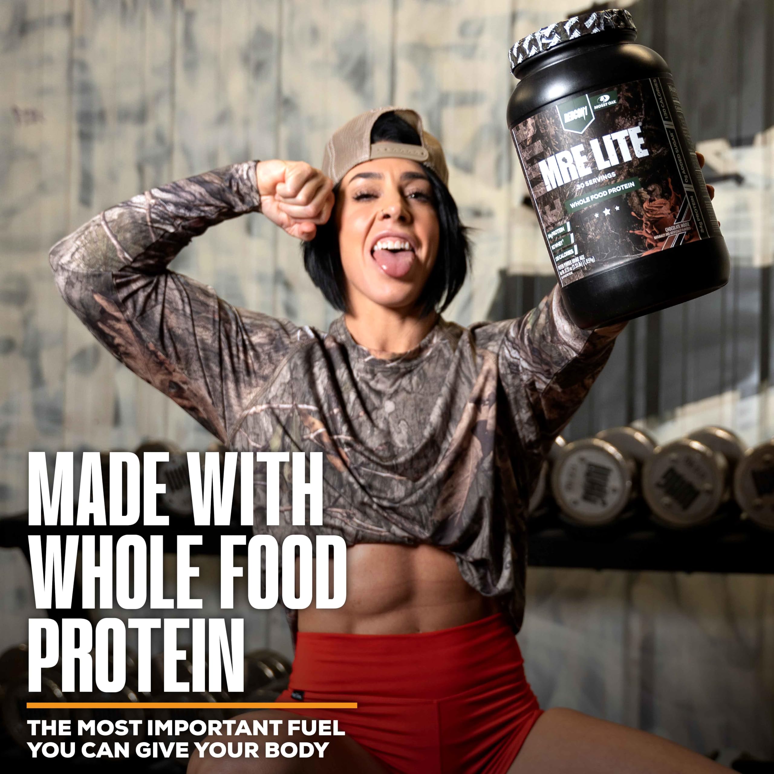 REDCON1 x Mossy Oak MRE Lite Whole Food Protein Powder, Chocolate Moose - Low Carb REDCON1