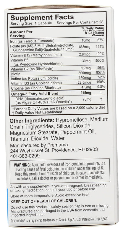PREMAMA DHA Prenatal Multivitamin, 28 CT