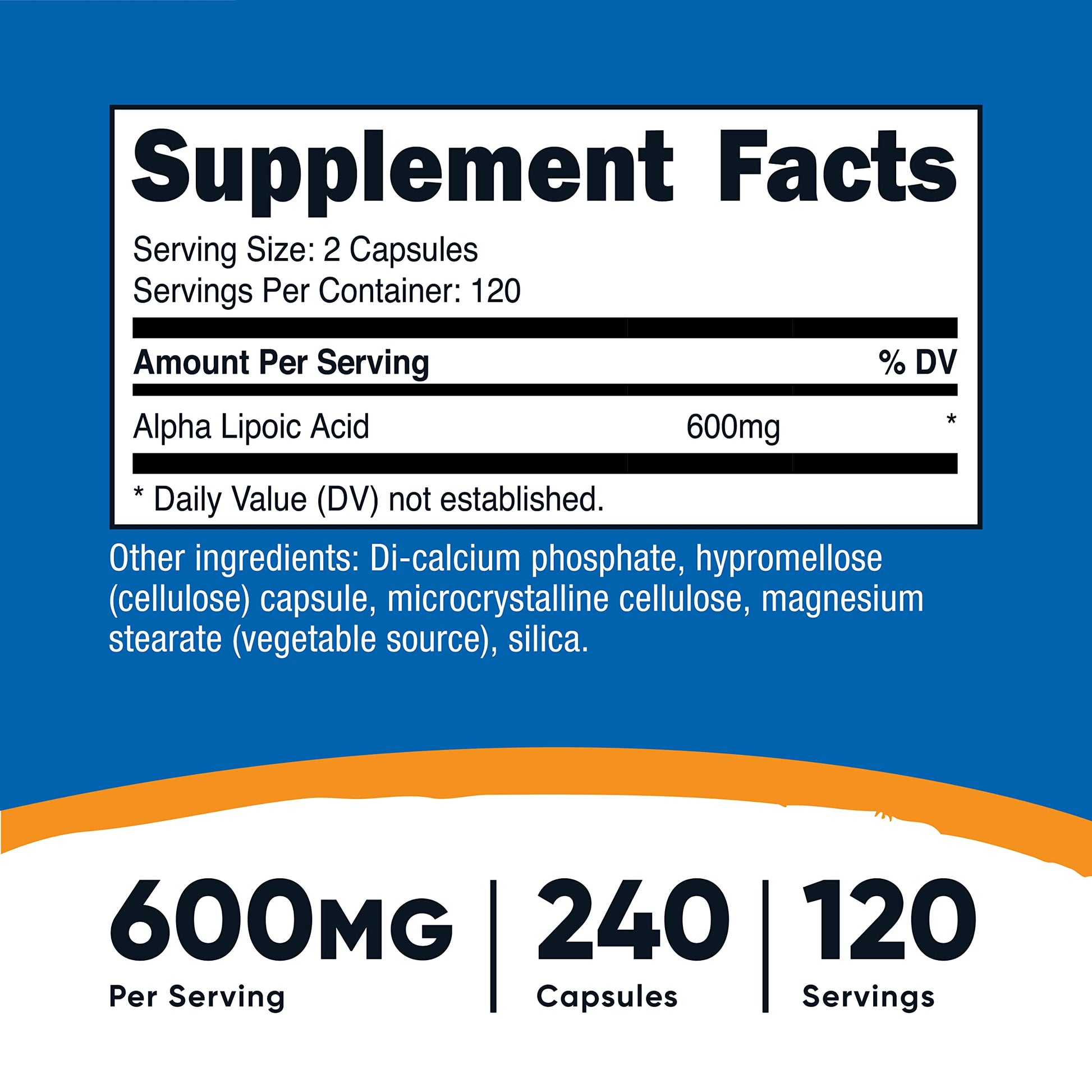 Nutricost Alpha Lipoic Acid 600mg Per Serving, 240 Capsules - Gluten Free, Vegetarian Nutricost