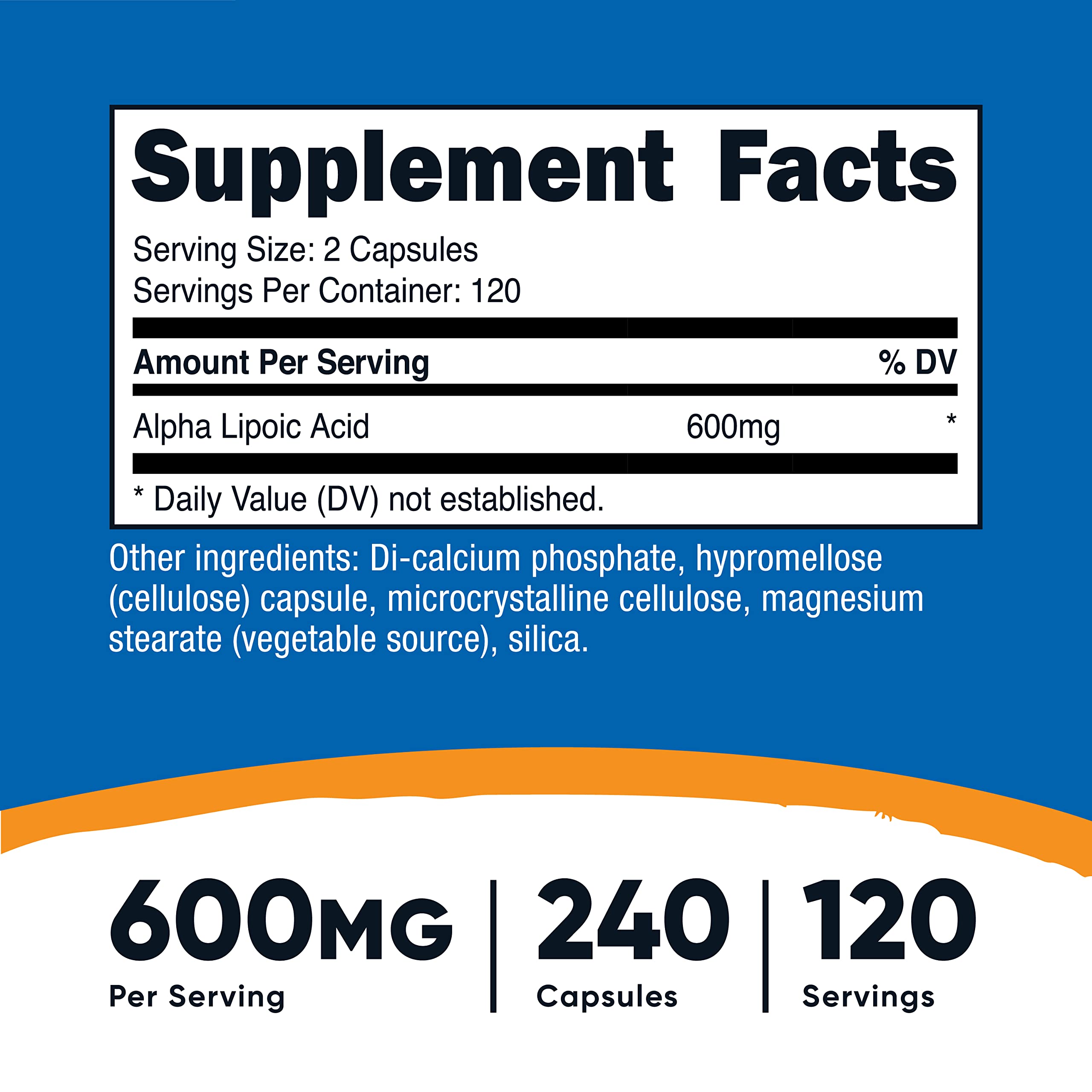 Nutricost Alpha Lipoic Acid 600mg Per Serving, 240 Capsules - Gluten Free, Vegetarian Nutricost