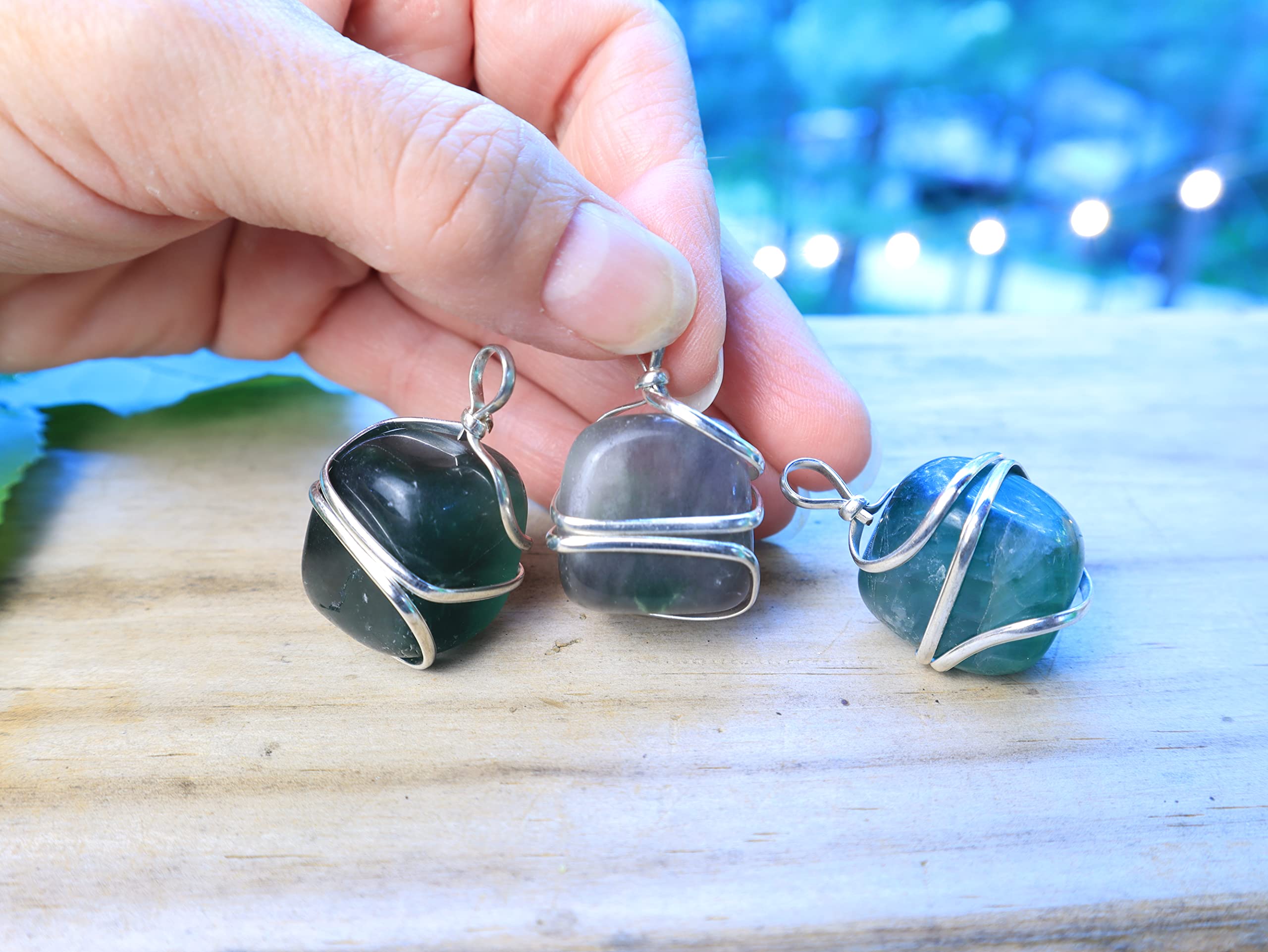 Shelf and Stone Rainbow Fluorite Wire Wrapped Pendant - Dark Hued Fluorite Crystal Necklace Shelf and Stone