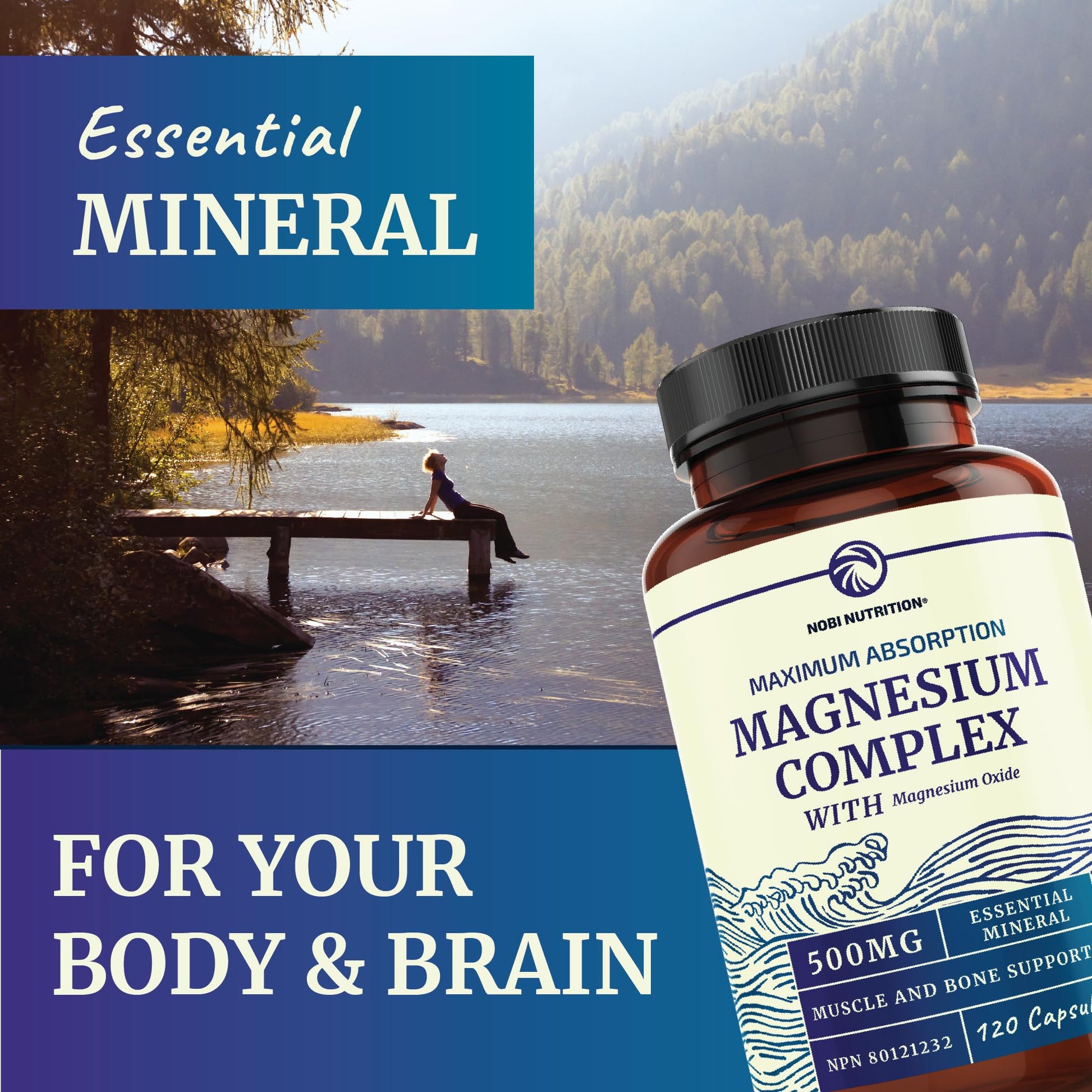 Magnesium Citrate Complex | 500 MG | High Absorption Formula | Calm, Relaxation Nobi Nutrition
