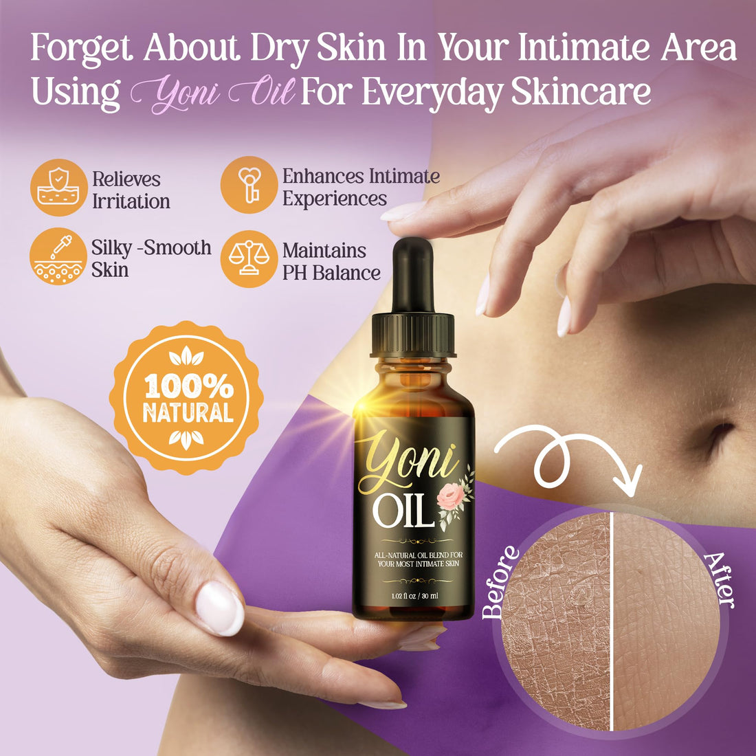 vibraxlabs Yoni Oil 1 Oz. Rose Scented Daily Feminine Wash Vulva Oil for pH Balance and Female Dryness