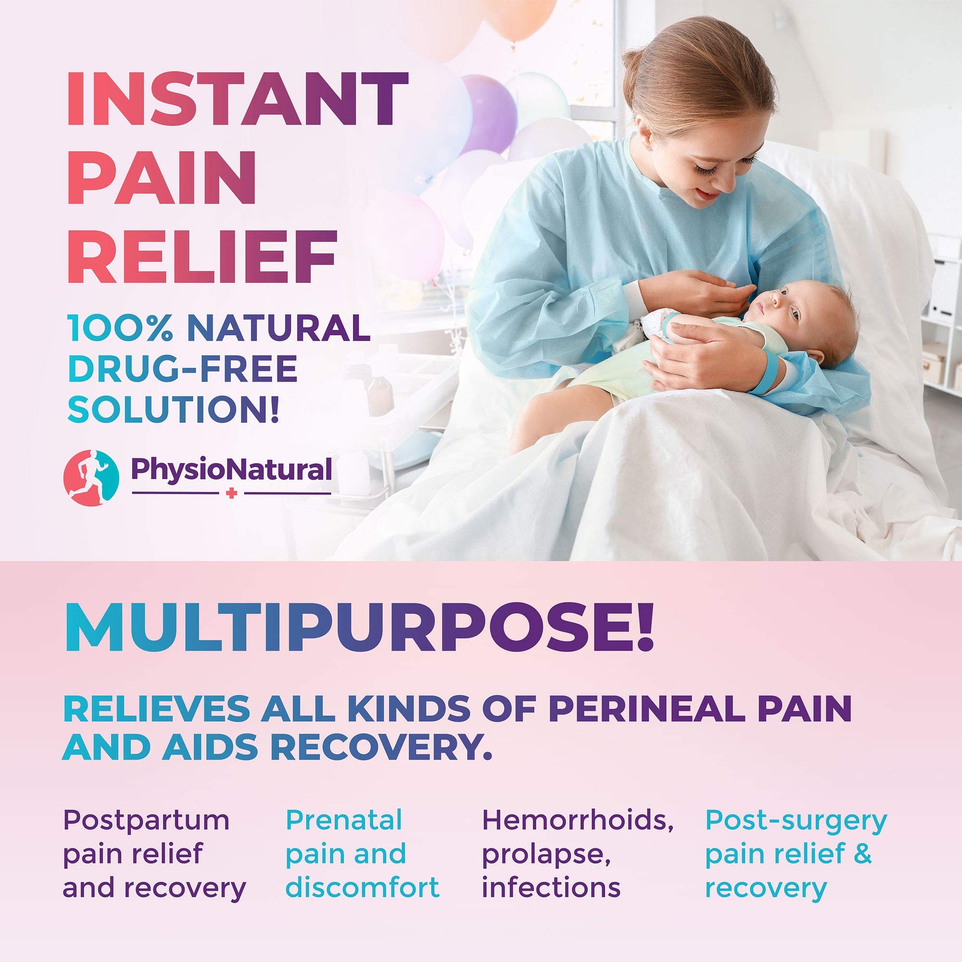 Reusable Perineal Ice Packs with Washable Sleeves – for Hemorrhoids, Postpartum Vaginal Pain PhysioNatural