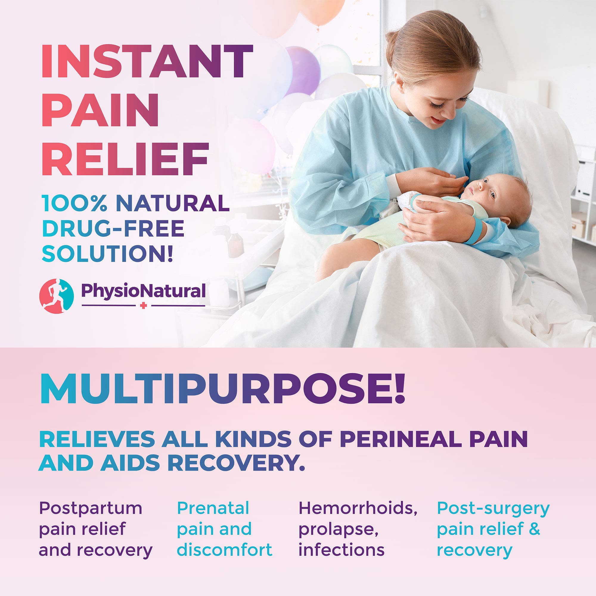 Reusable Perineal Ice Packs with Washable Sleeves – for Hemorrhoids, Postpartum Vaginal Pain PhysioNatural