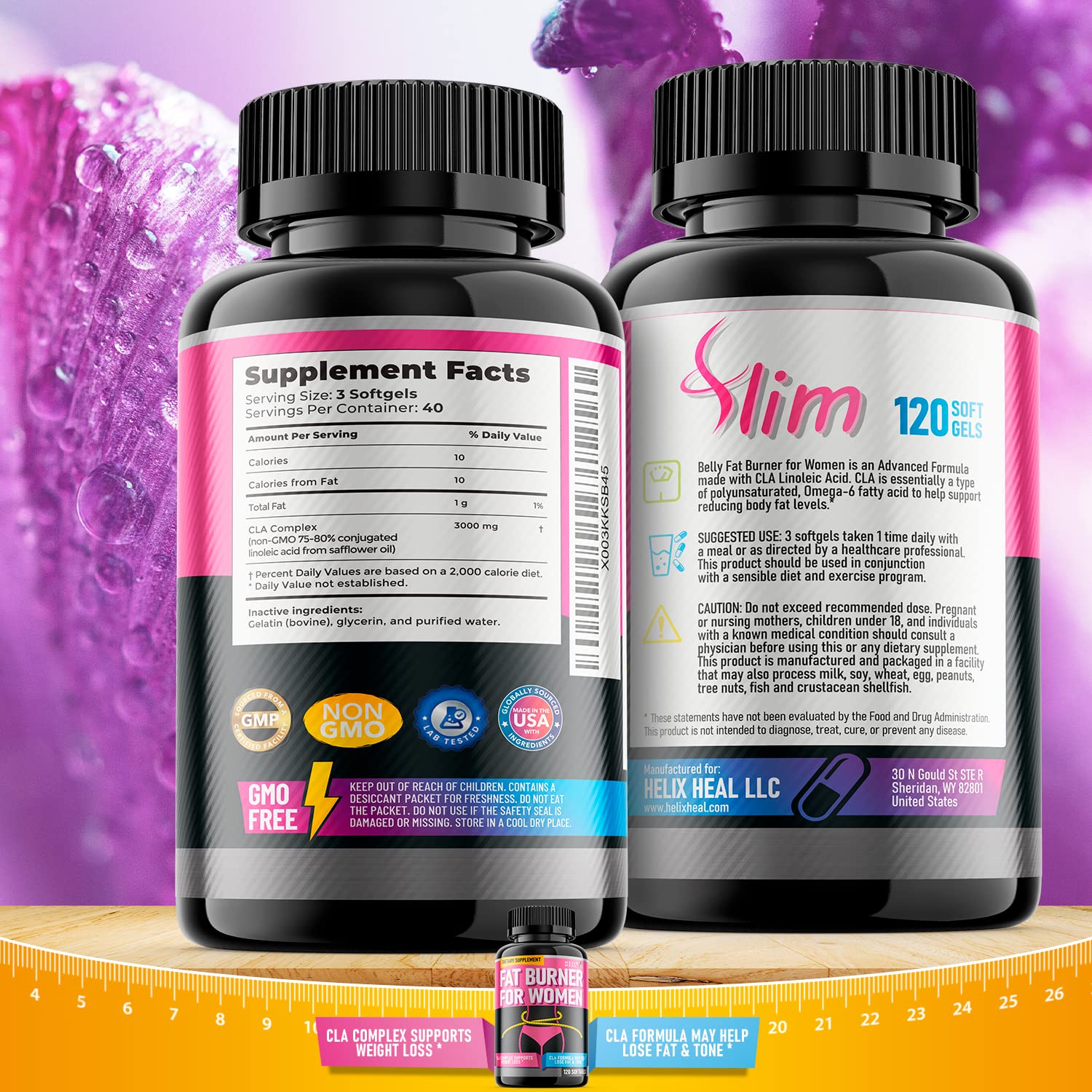 Helix Heal Belly Fat Burner for Women - Lose Stomach Fat w/Softgel Diet Pills for Weight Loss Helix Heal