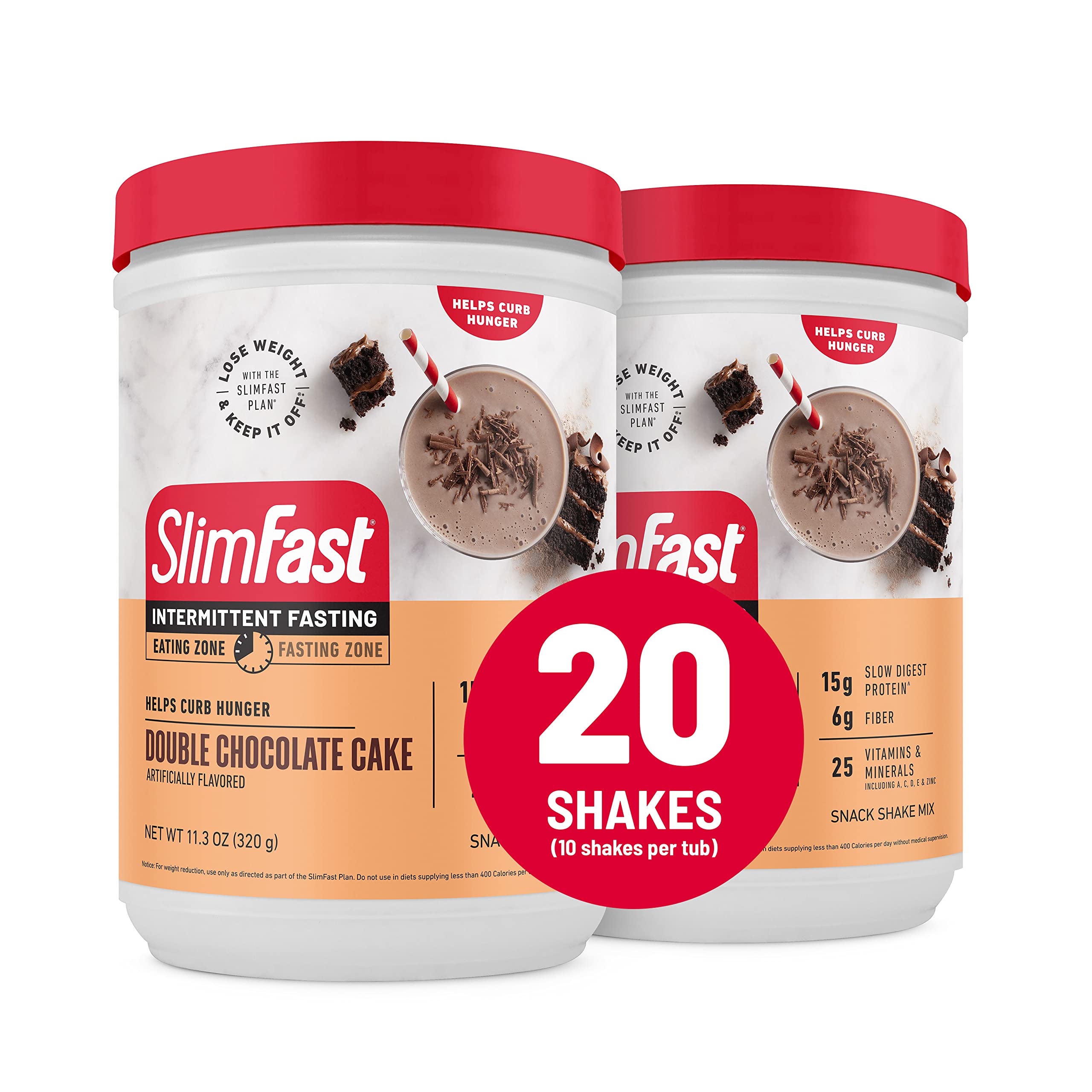 SlimFast Intermittent Fasting, Casein Protein Powder, Biotin with Vitamin & Mineral Bend