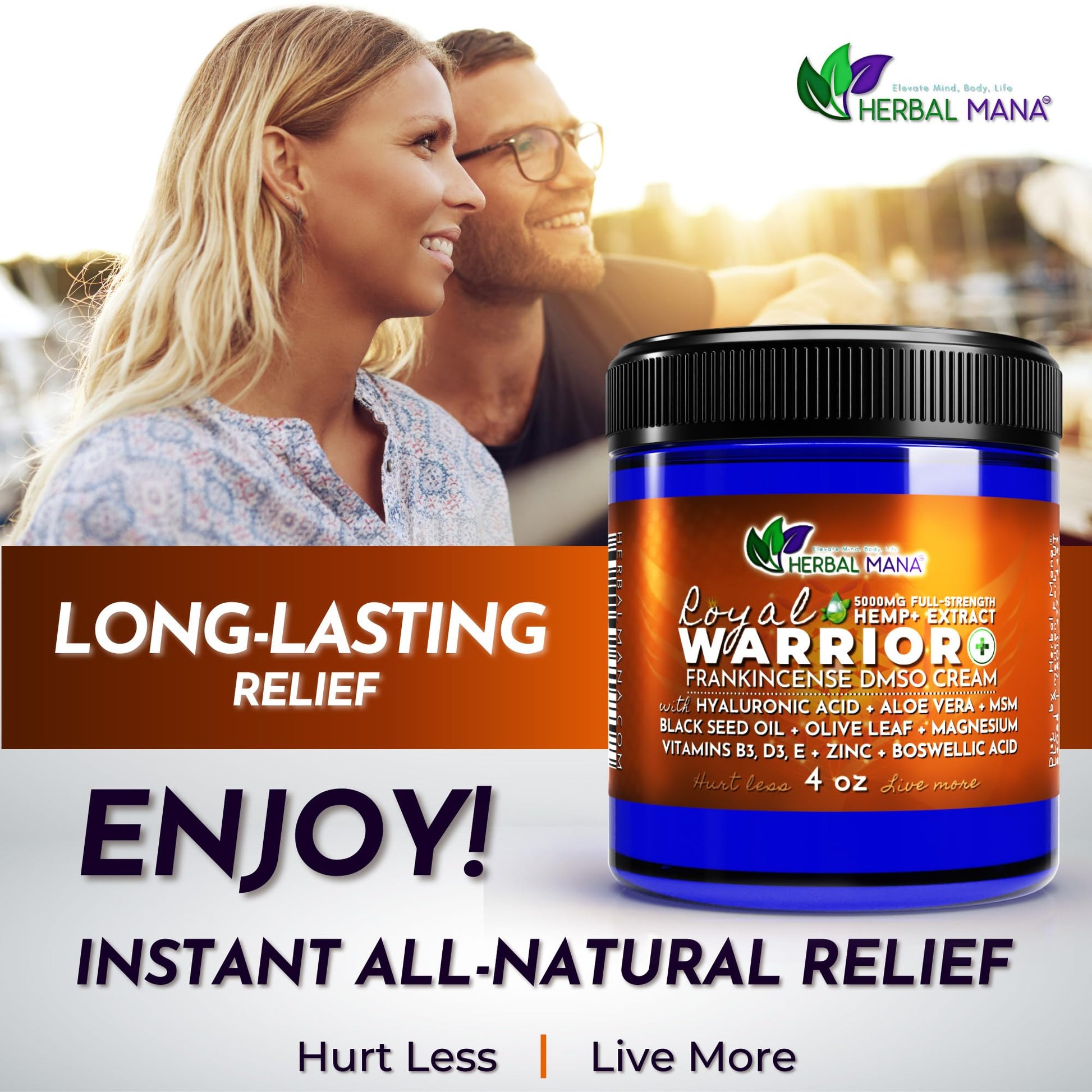 Herbal Mana Royal Warrior with 5000mg Hemp Lotion - 99.9% Pure DMSO Cream Herbal Mana