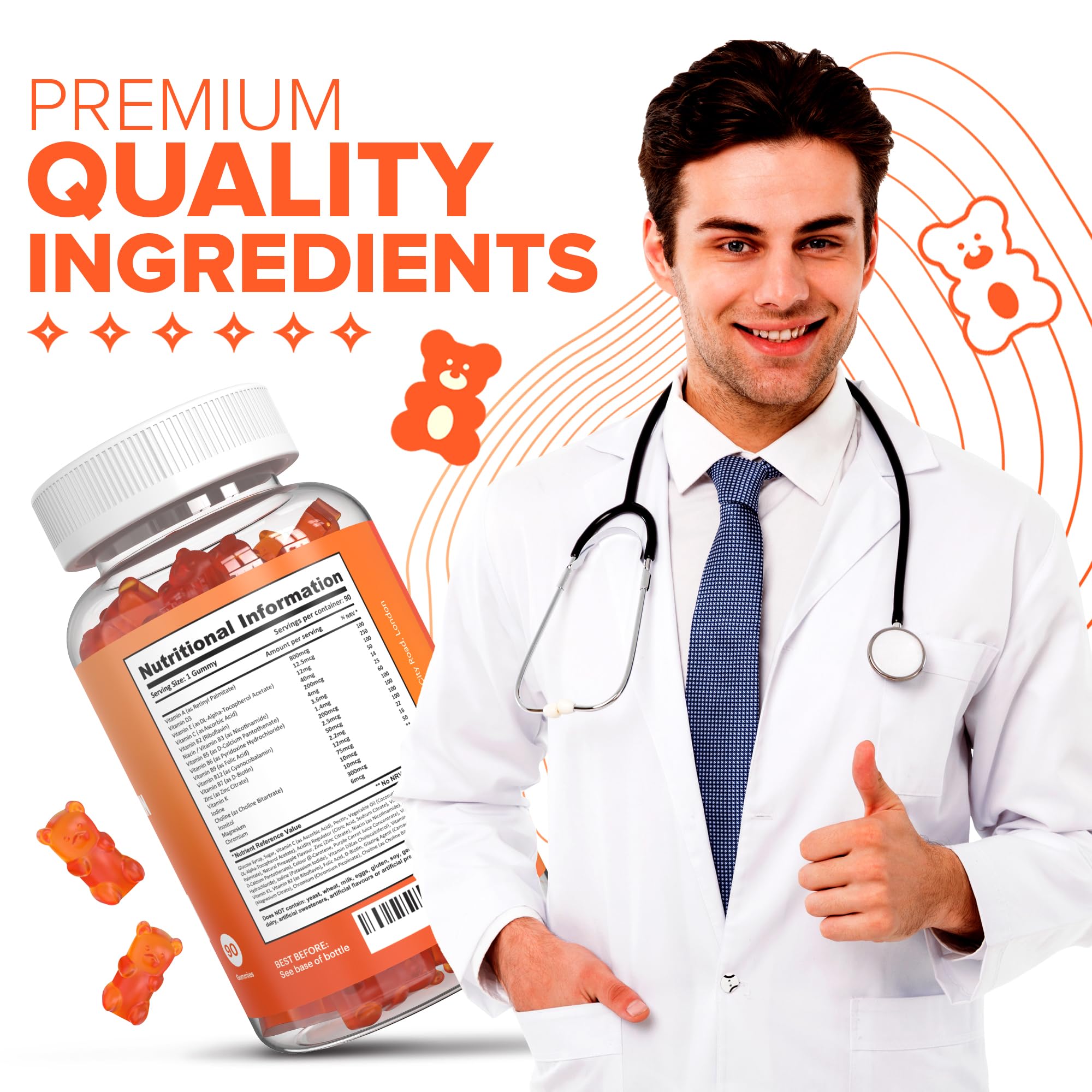 Multivitamin Gummies for Women & Men - 3 Months Supply - 18 Multivitamins & Minerals Vitammies