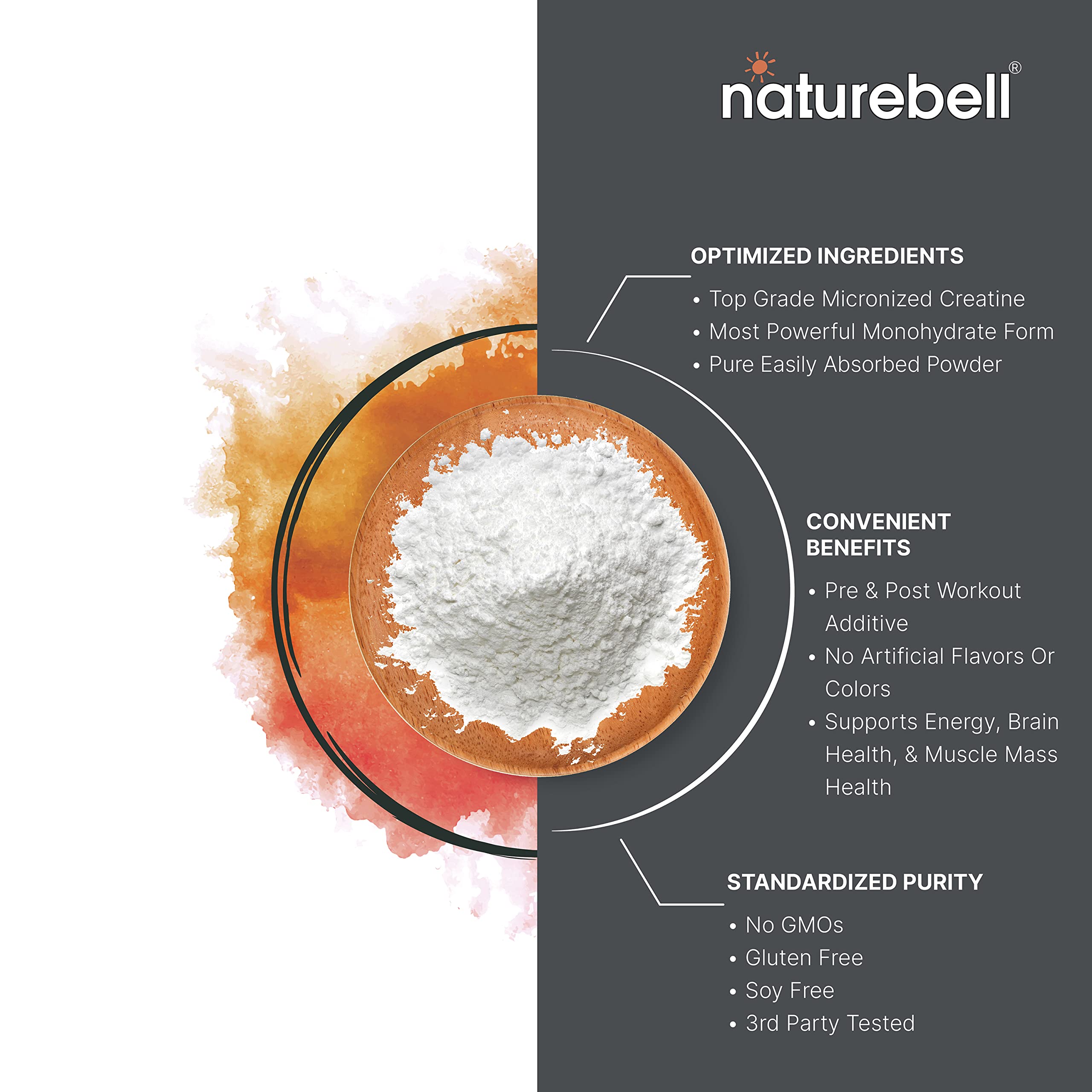 NatureBell 2 Pack Creatine Monohydrate Powder 500 Grams, 5000mg Per Serving NatureBell