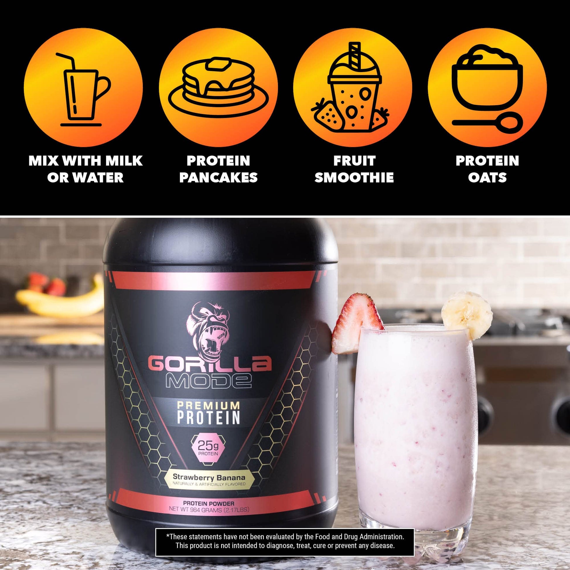 Gorilla Mode Premium Whey Protein - Chocolate Peanut Butter / 25 Grams of Whey Gorilla Mind