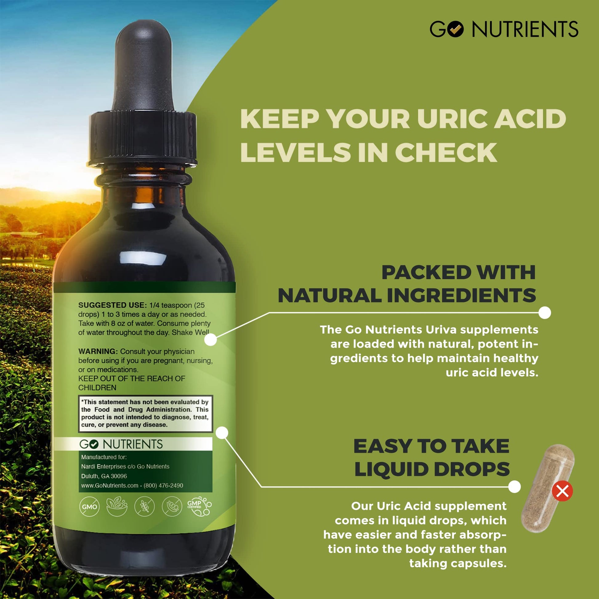 Go Nutrients Uriva Advanced Uric Acid Flush Cleanse with Tart Cherry Extract Celery Seed Extract Turmeric Go Nutrients