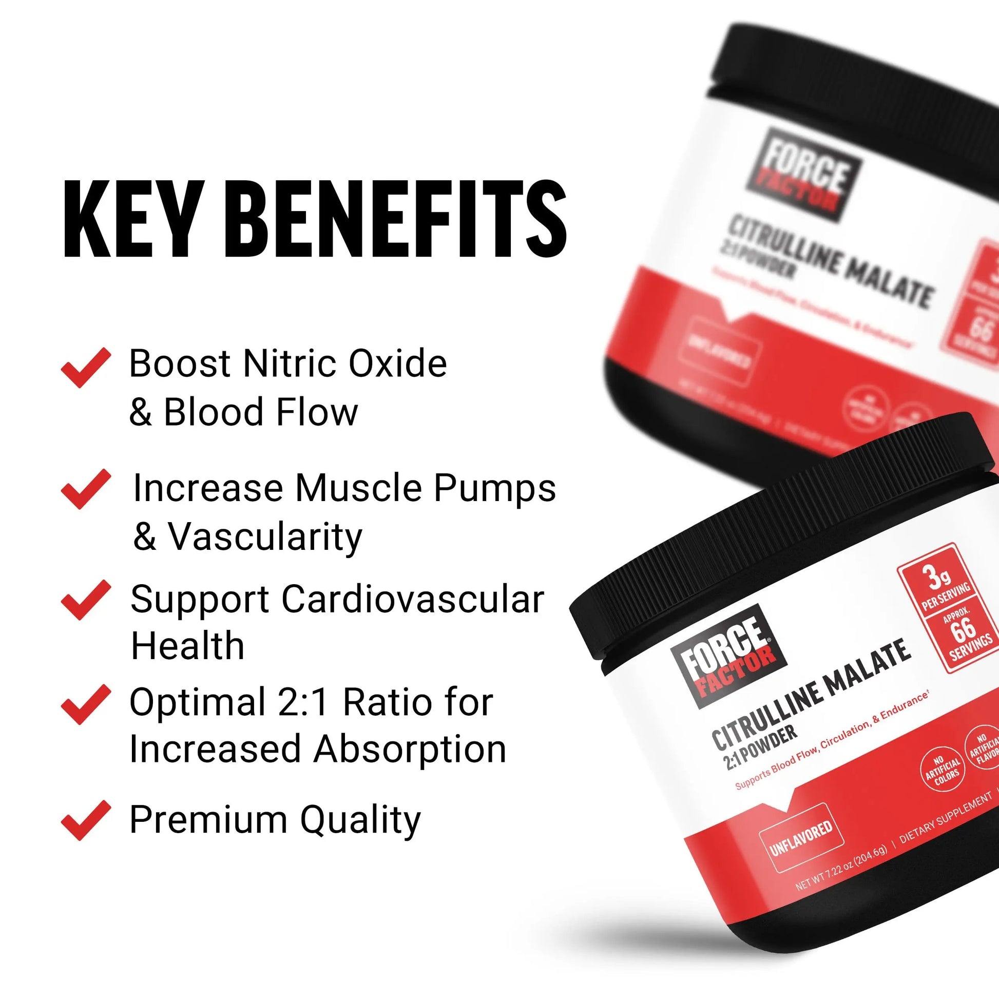 FORCE FACTOR Citrulline Malate 2:1, L Citrulline Supplement for Men to Boost Nitric Oxide Force Factor