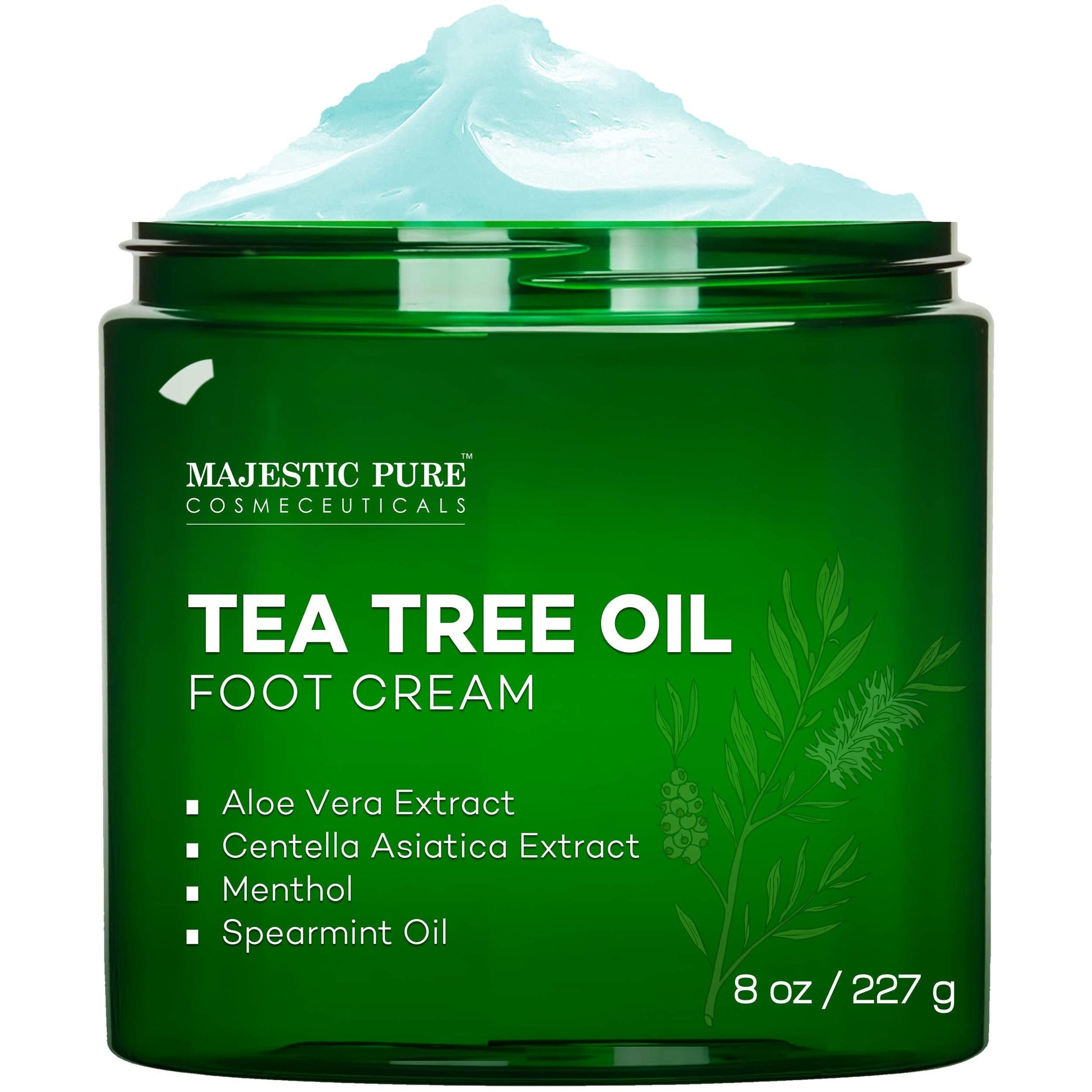 MAJESTIC PURE Athletes Foot Cream with Tea Tree Oil, Aloe & Spearmint - Hydrates