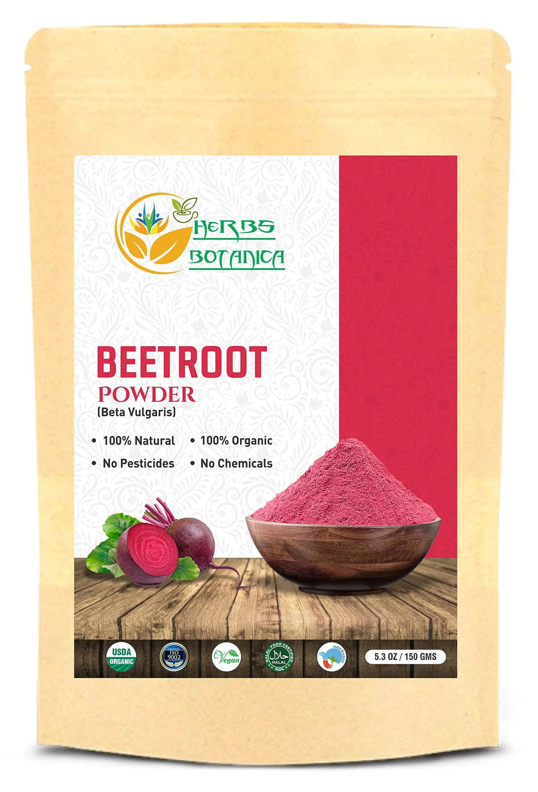 Herbs Botanica Beetroot Powder Organic for Baking and Smoothies | Nitric Oxide Suppement