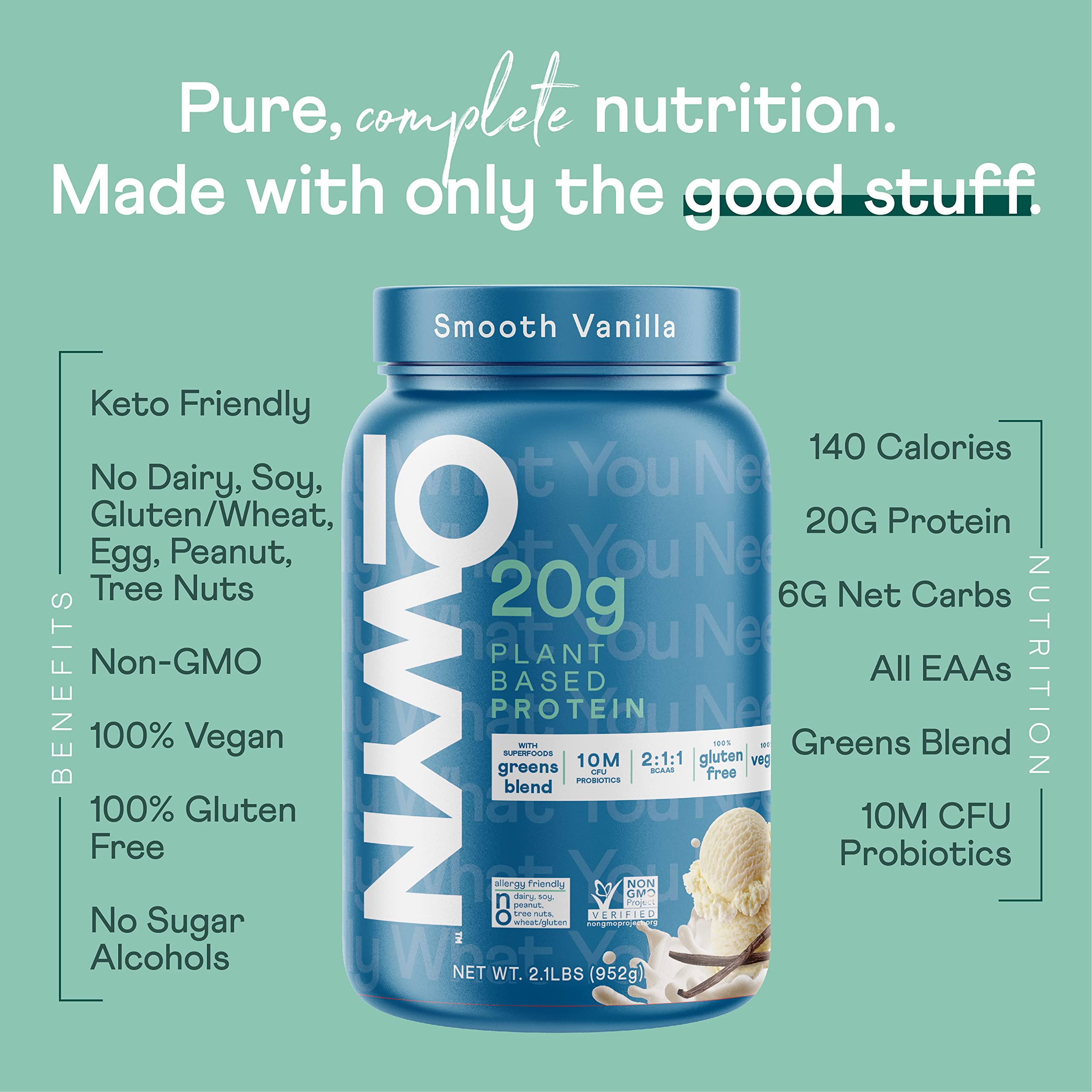 OWYN Only What You Need Plant Based Protein Powder with 20g Protein, Probiotics OWYN Only What You Need