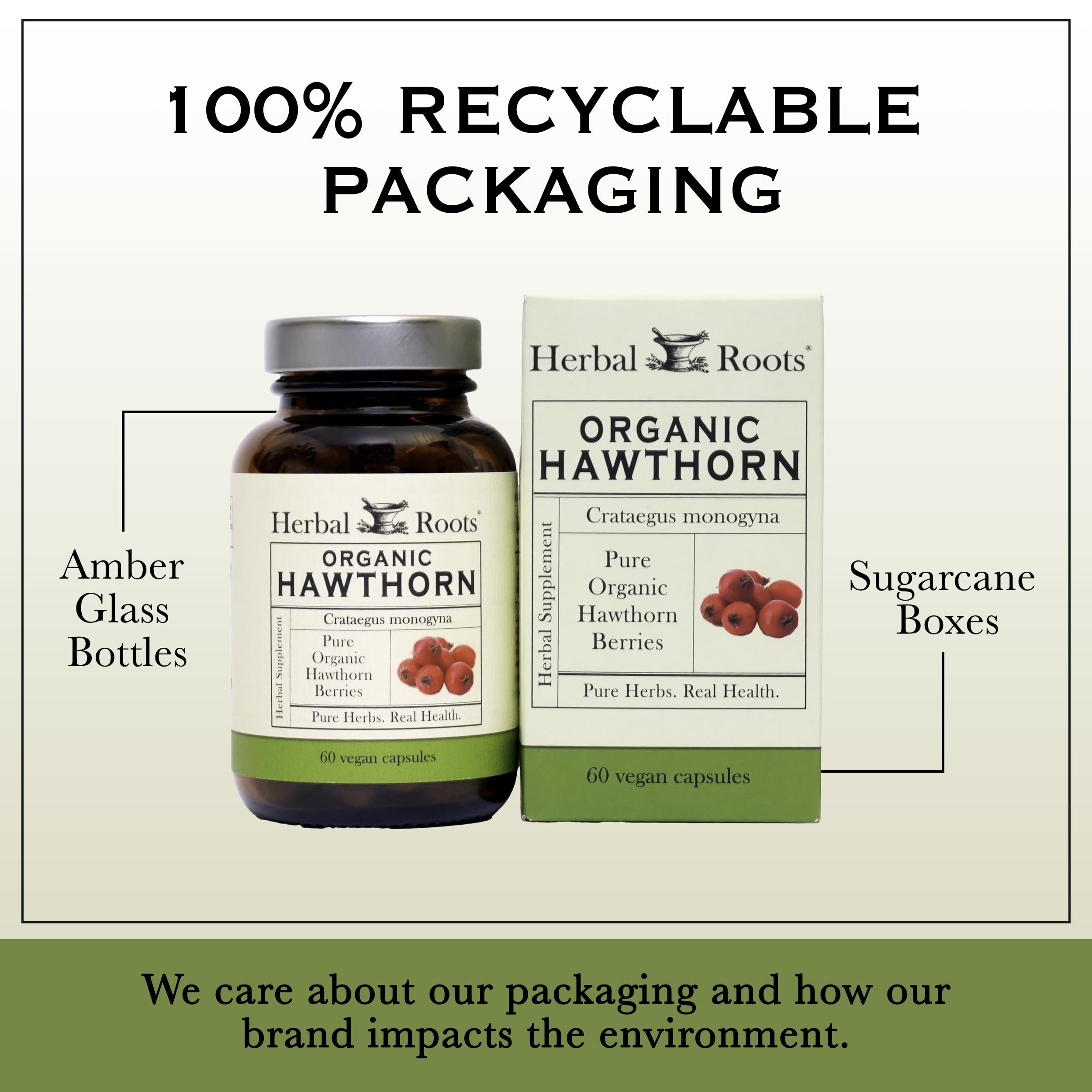 Herbal Roots Organic Hawthorn Berry Capsules | Extra Strength 1,200mg per Serving Herbal Roots