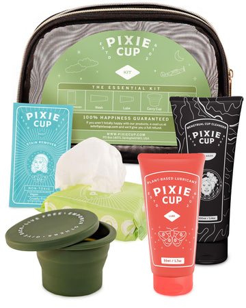 Pixie Cup Menstrual Cup Cleaner Kit - Sterilizer Wash, Public Restroom Carry Cup, 20 Wipes