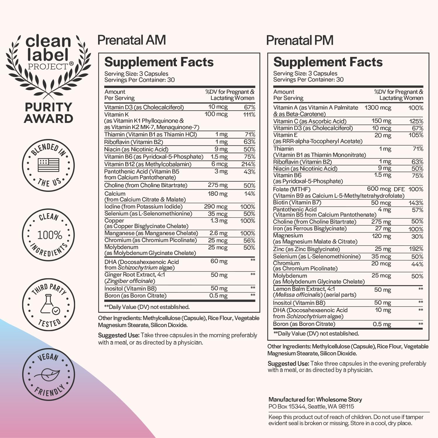 Premium Bioavailable Prenatal & Postnatal Vitamins for Women with DHA, Folate & Iron