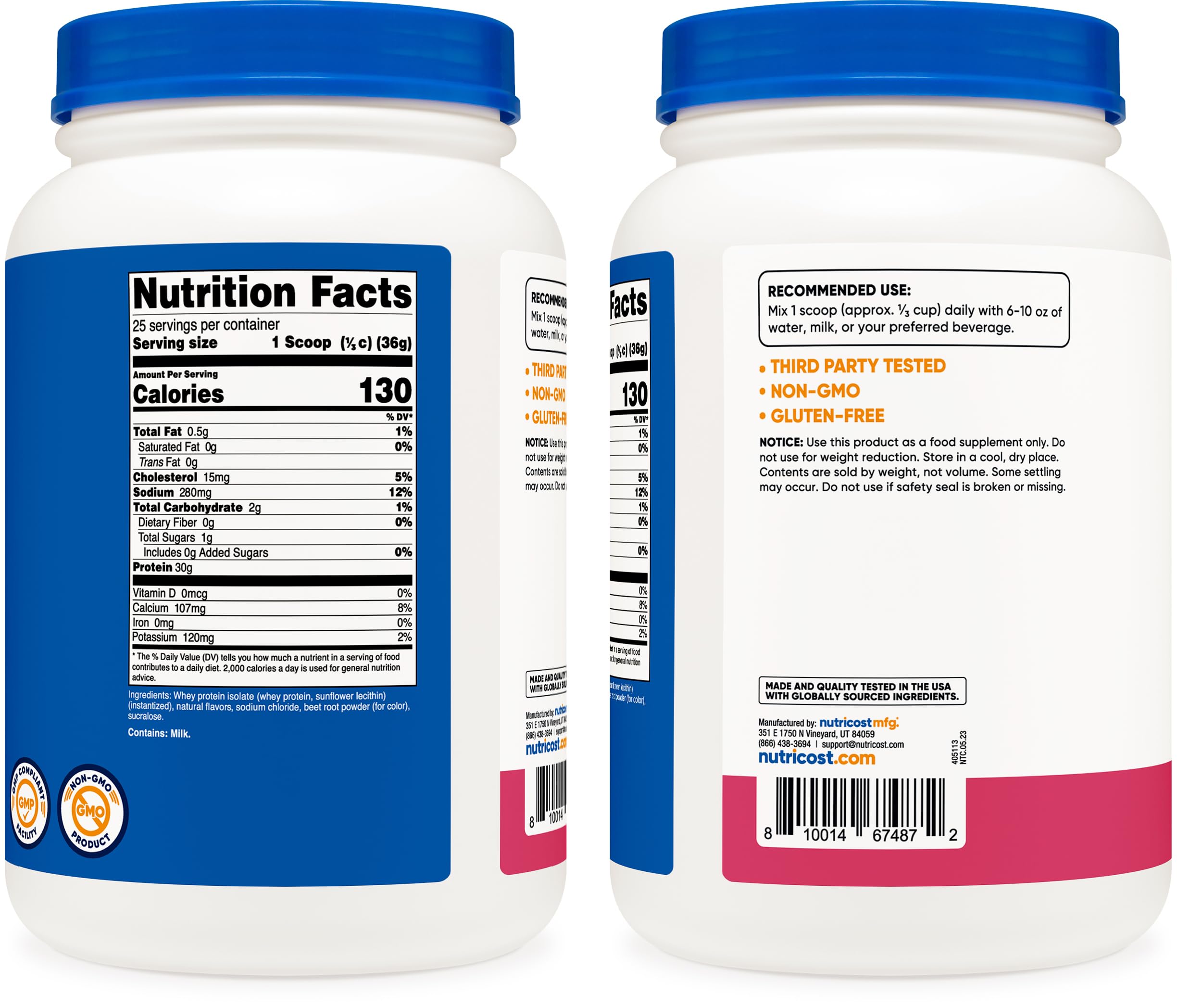 Nutricost Whey Protein Isolate (Strawberry Acai, 2 Pounds) Nutricost