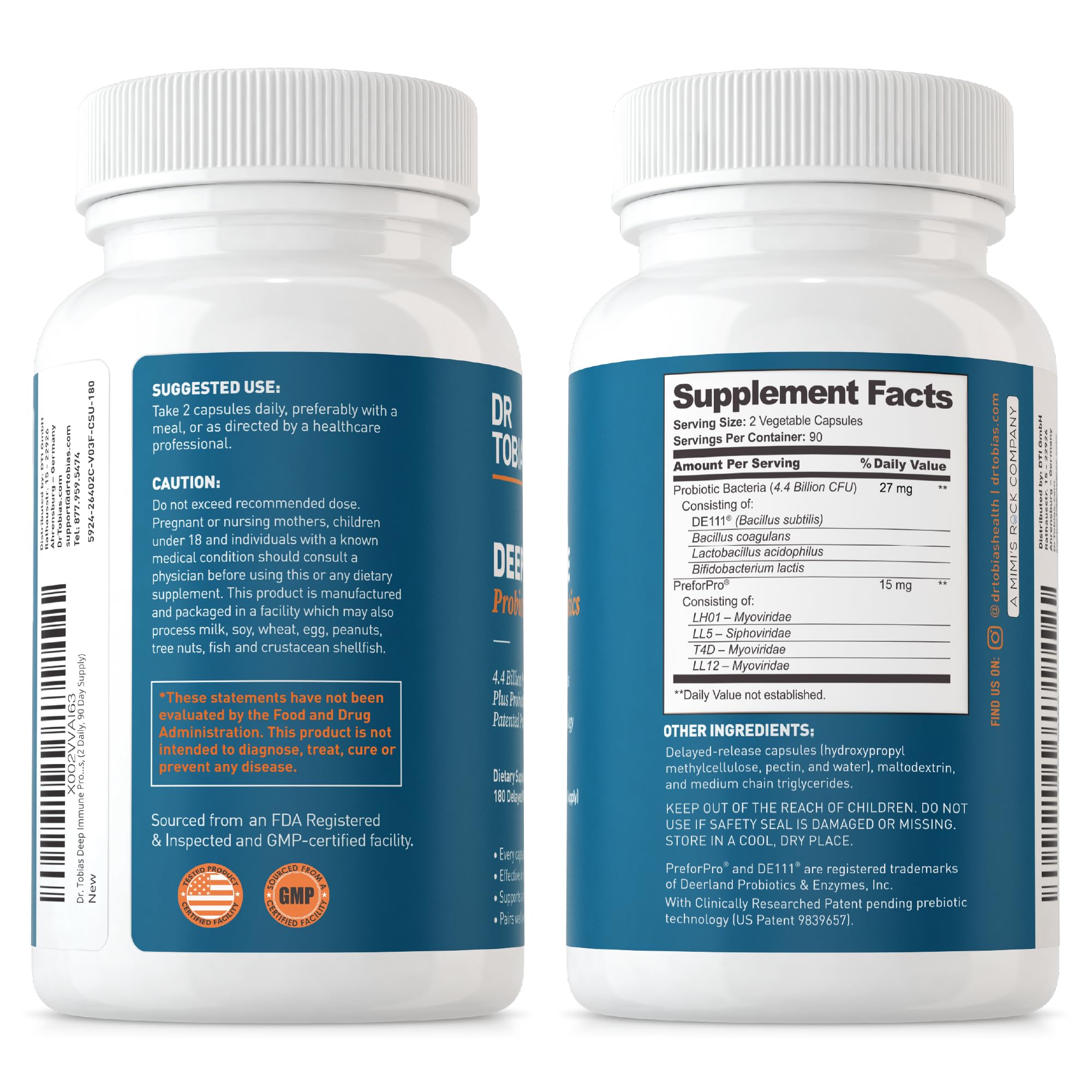 Dr. Tobias Deep Immune Probiotics & Prebiotics, 4.4 Billion CFU Probiotics for Women Dr. Tobias