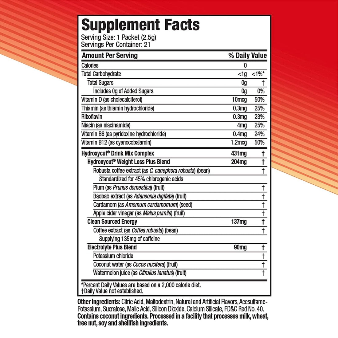 Hydroxycut Drink Mix | Energy Drink Powder | Wildberry Blast, 21 Packets, 2 Packs