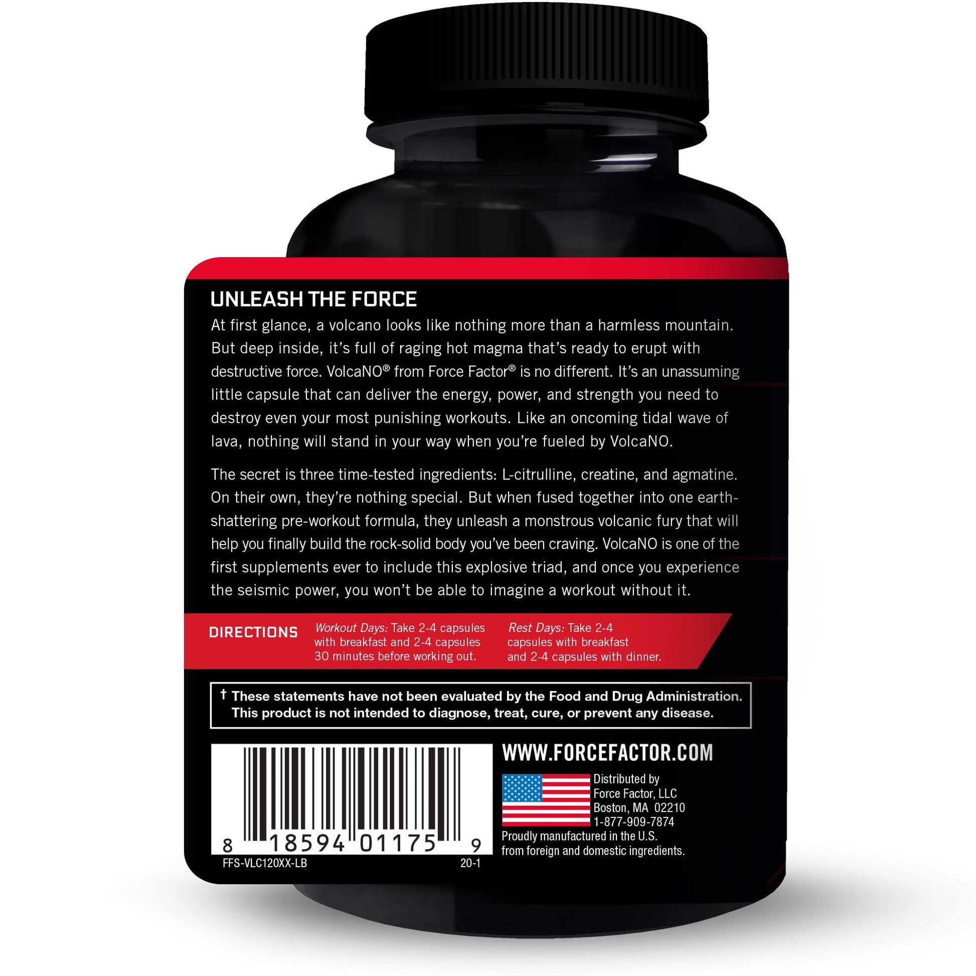 Force Factor Volcano Pre Workout Nitric Oxide Booster Supplement for Men with Creatine Force Factor