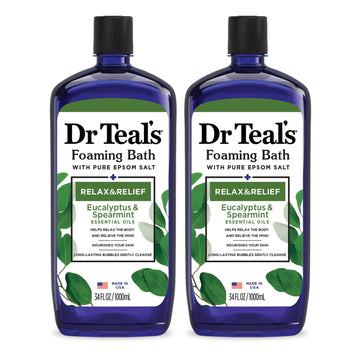 Dr Teal's Foaming Bath with Pure Epsom Salt, Relax & Relief with Eucalyptus & Spearmint