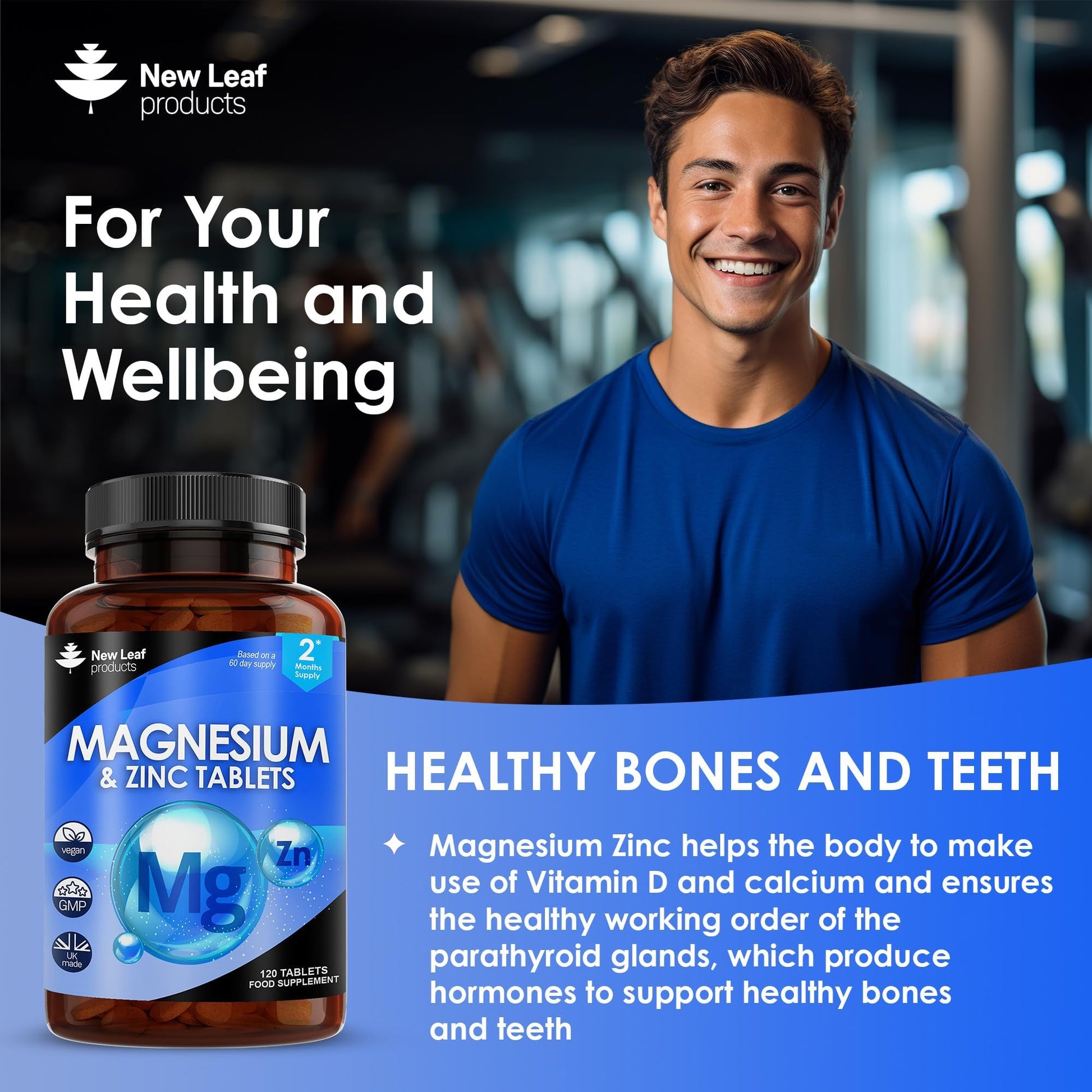 Magnesium Supplements 516mg With Zinc - 120 Magnesium Tablets Supports Muscle NEW LEAF PRODUCTS