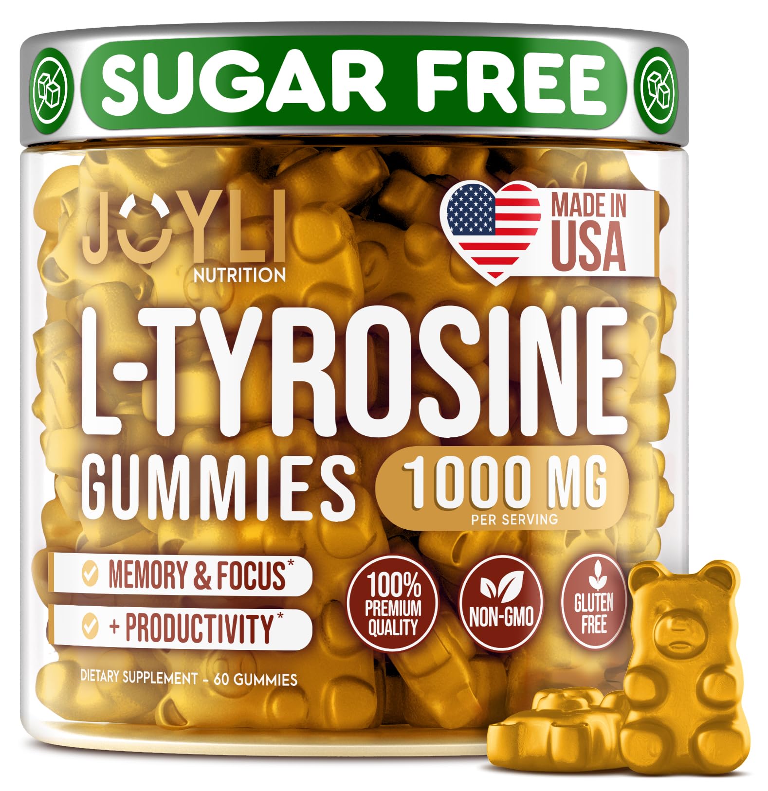 Joyli L Tyrosine Gummies 1000MG - L-Tyrosine Supplement for Kids & Adults 