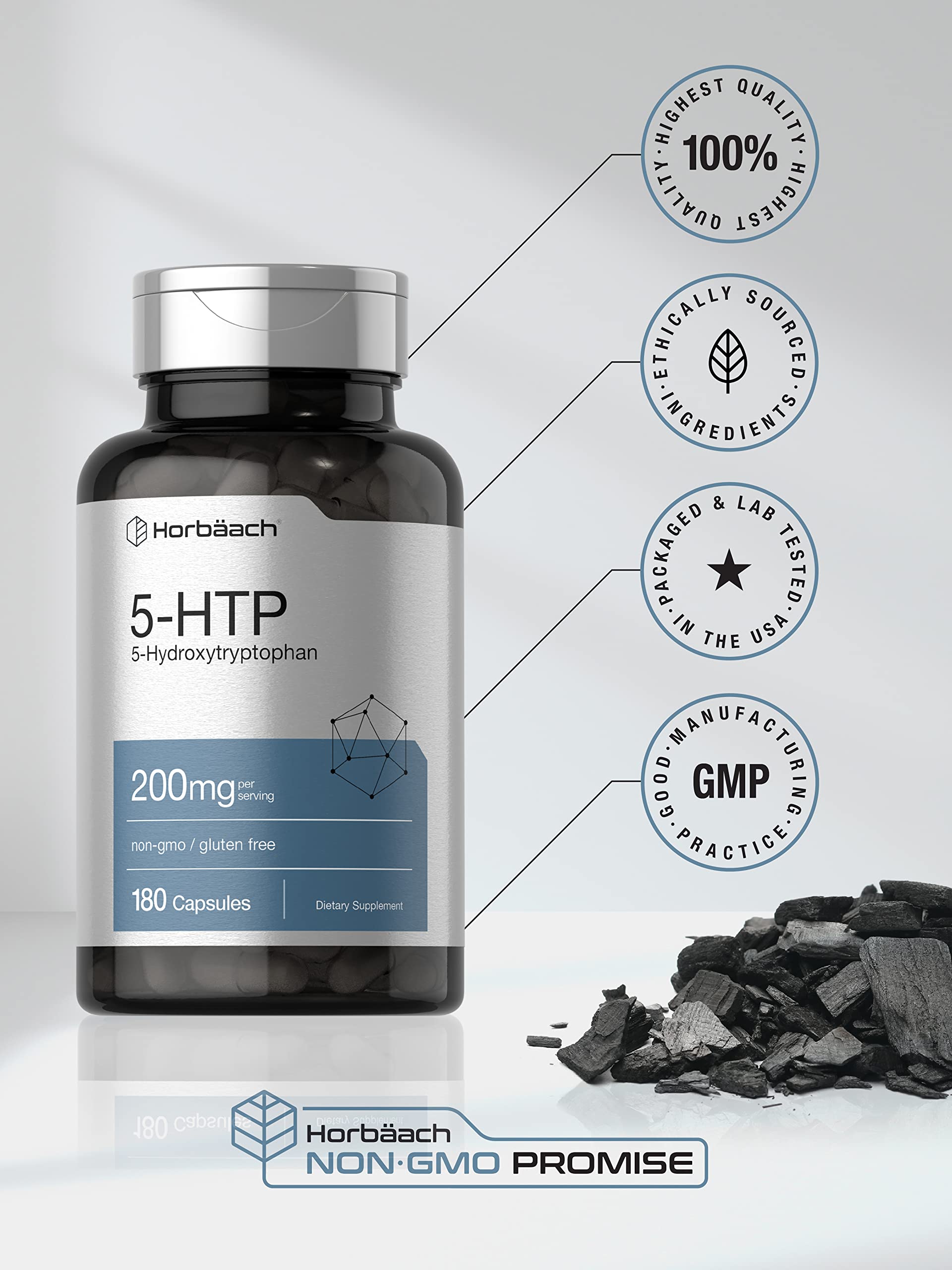 5HTP 200mg Capsules | 180 Capsules | Griffonia Simplicifolia | 5HTP Extra Strength Supple Horbäach