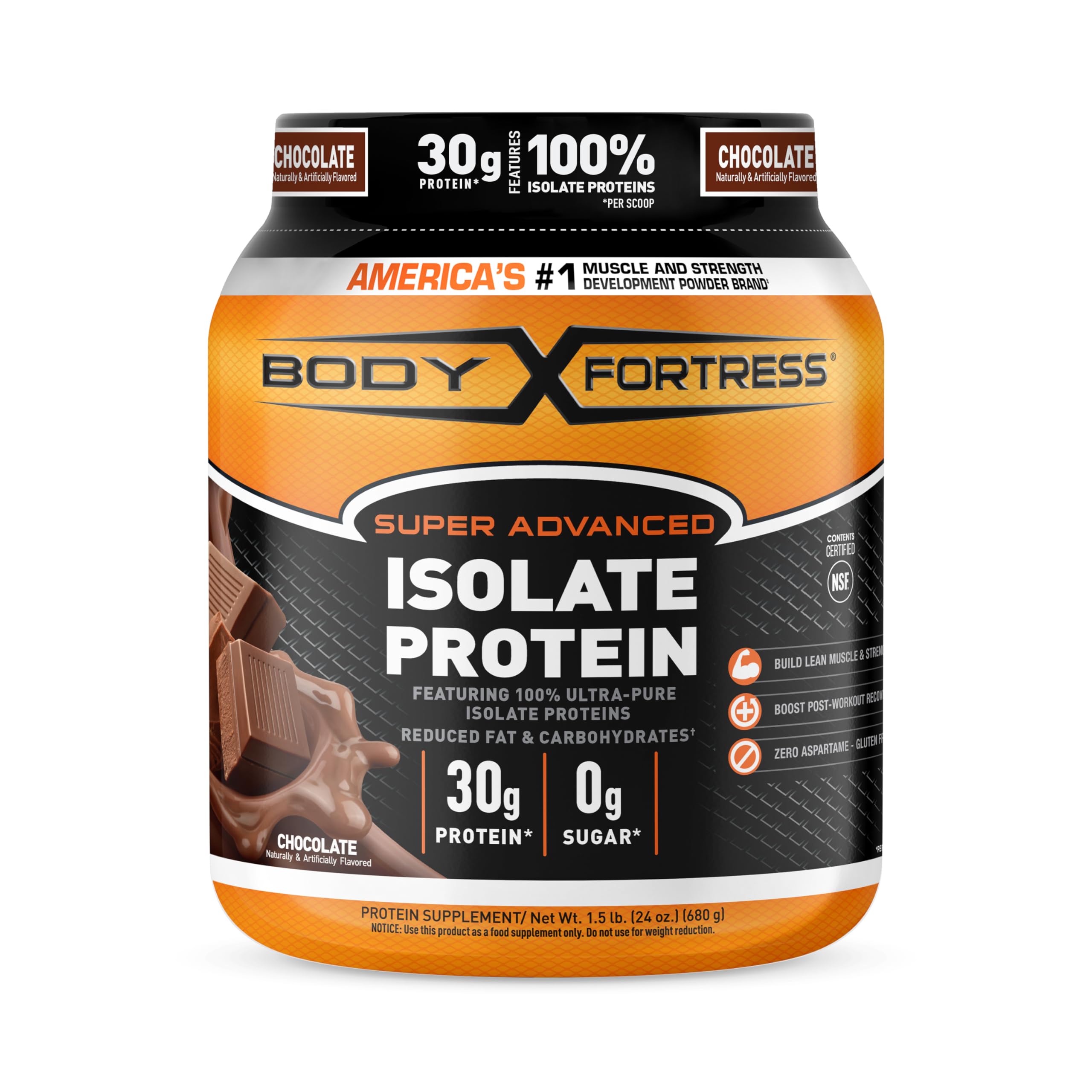 Body Fortress Super Advanced Isolate Protein, Chocolate Protein Powder Supplement Body Fortress