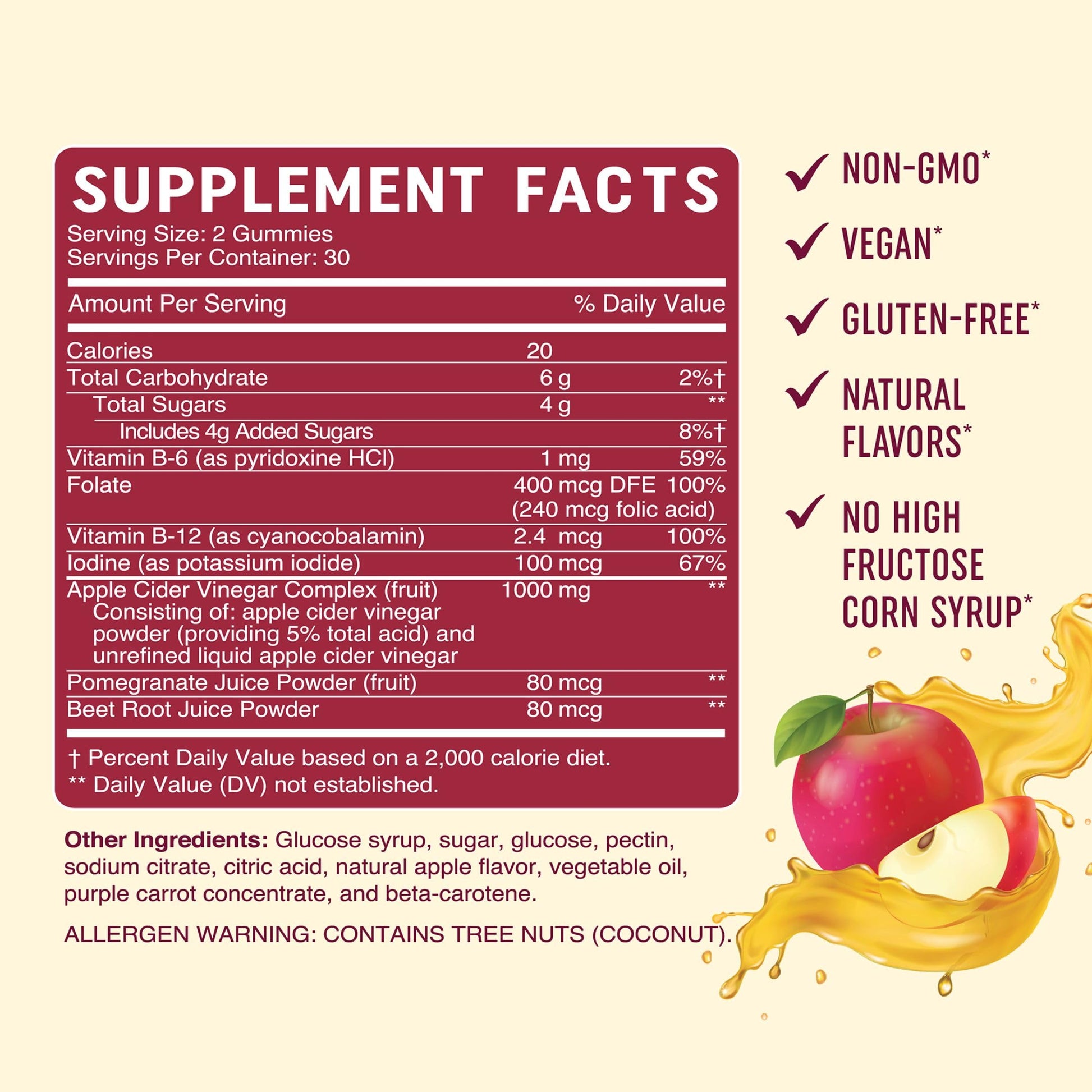 Organic Apple Cider Vinegar Gummies (60 Ct.) | Weight, Digestion, Detox, Immunity & Diet Support MAV NUTRITION