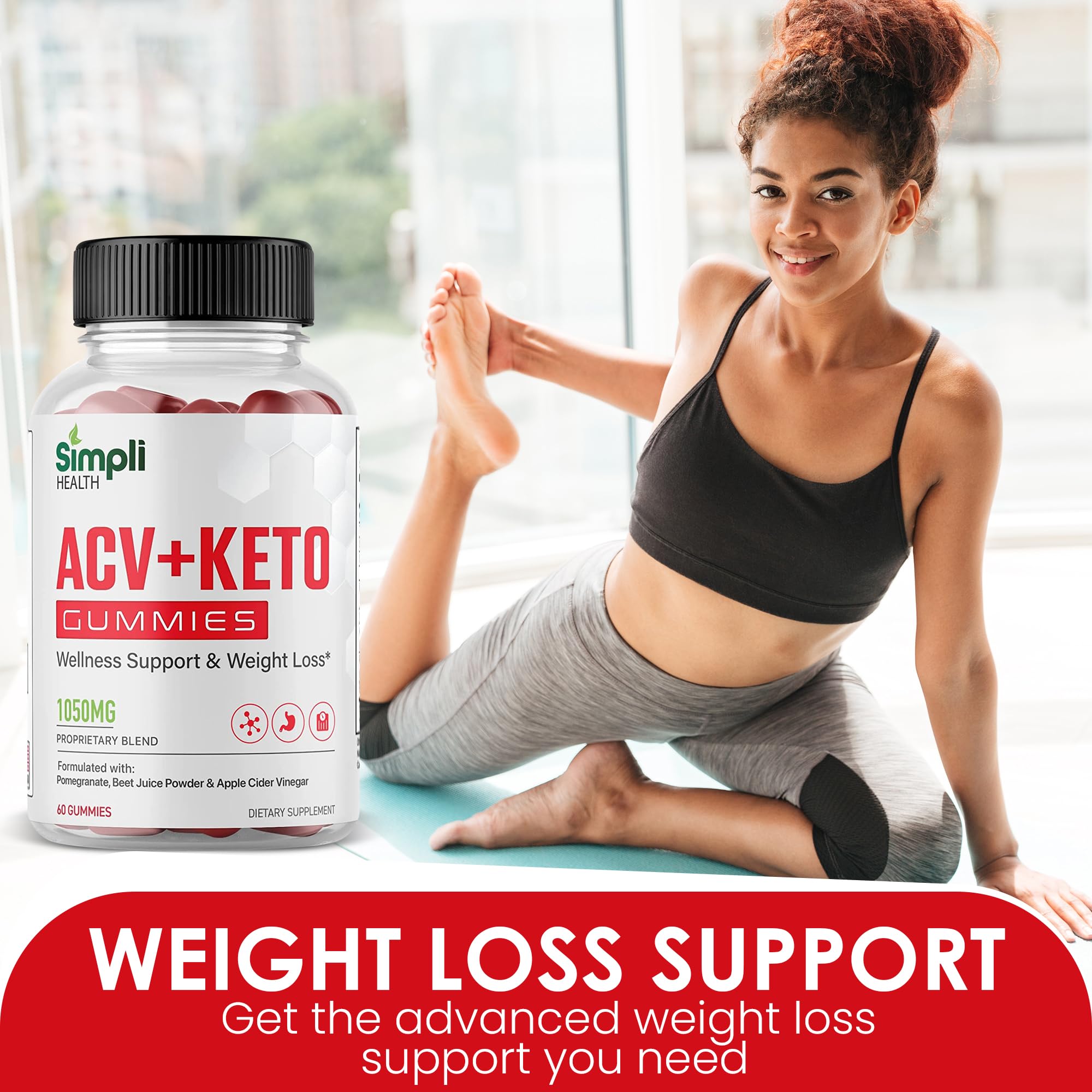 Nutrocell Simpli Health ACV Ketos Gummies Keto Apple Cider Vinegar 1050mg, Simplihealth Nutrocell