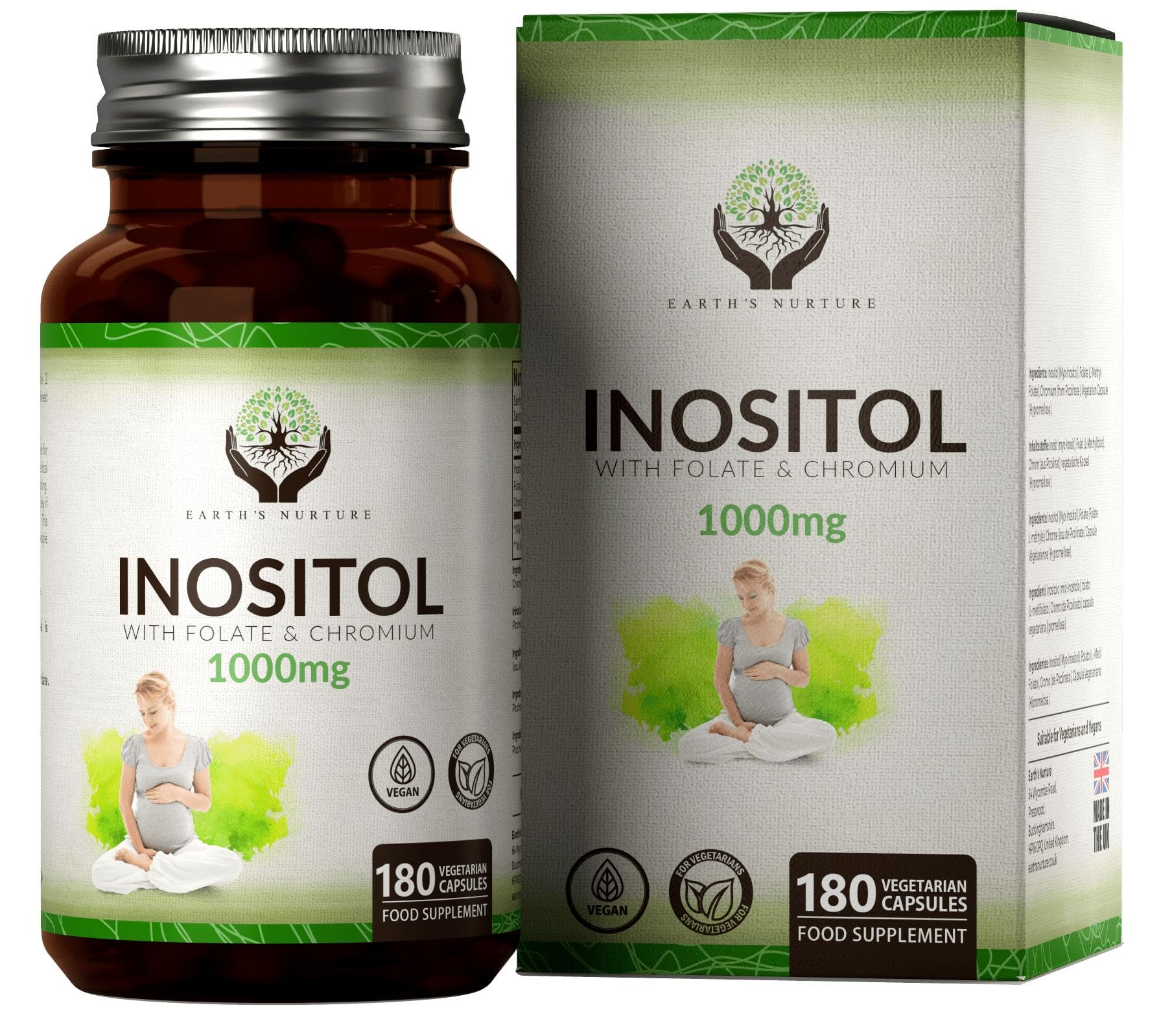 EN Myo-Inositol Chromium & Folate Blend | 1000mg Myo Inositol Per Serving | 180 Vegan 