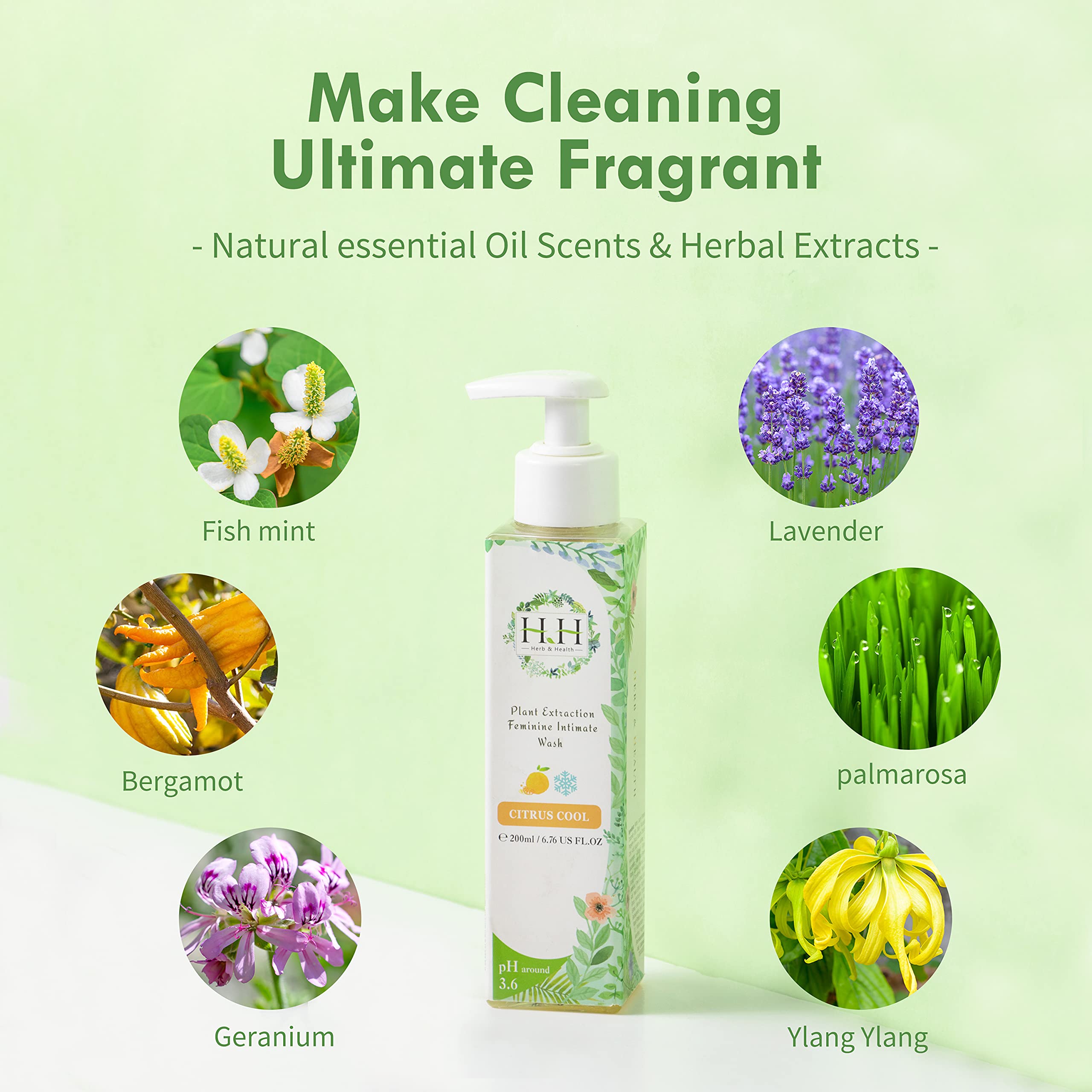 Feminine Wash+Panties Stain Remover Detergent - Natural Essential Oil Scent Vaginal Wash Women HH Herb & Health