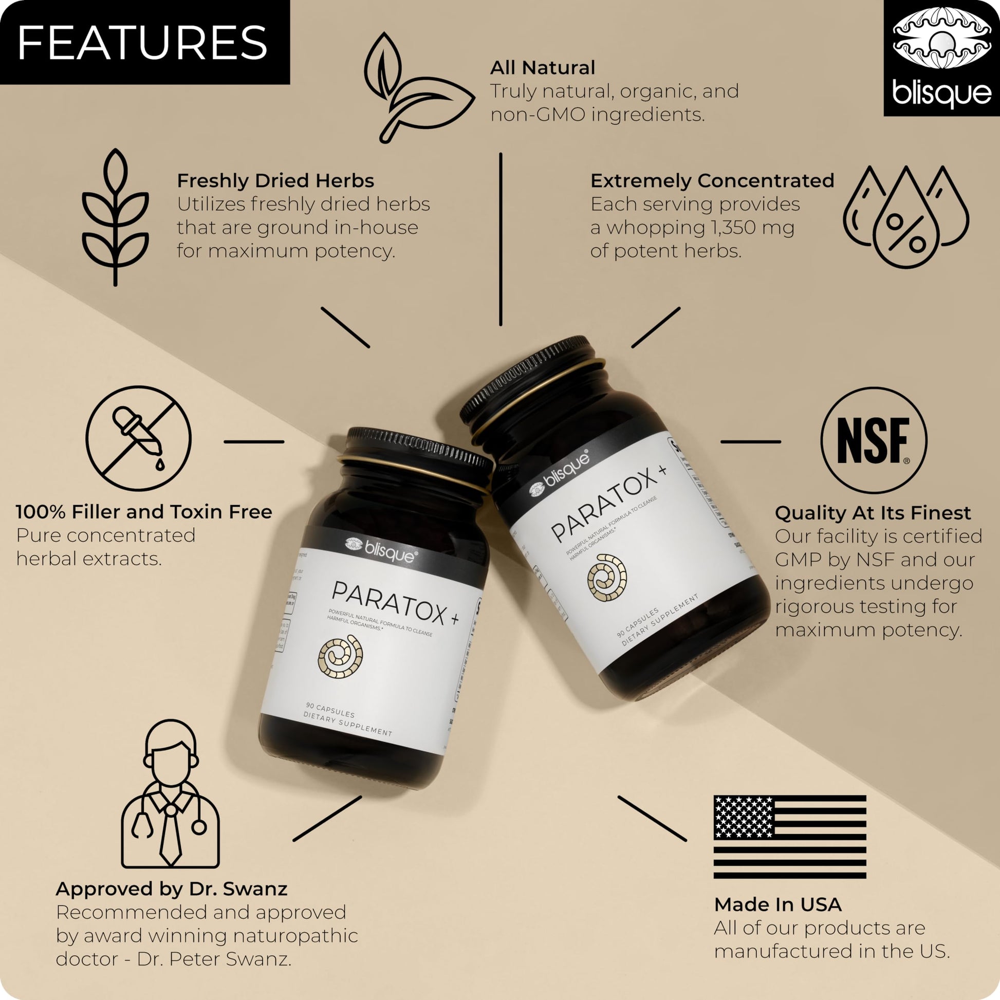 Blisque – Natural para Cleanse Support Supplement to Eliminate Harmful Organisms Blisque