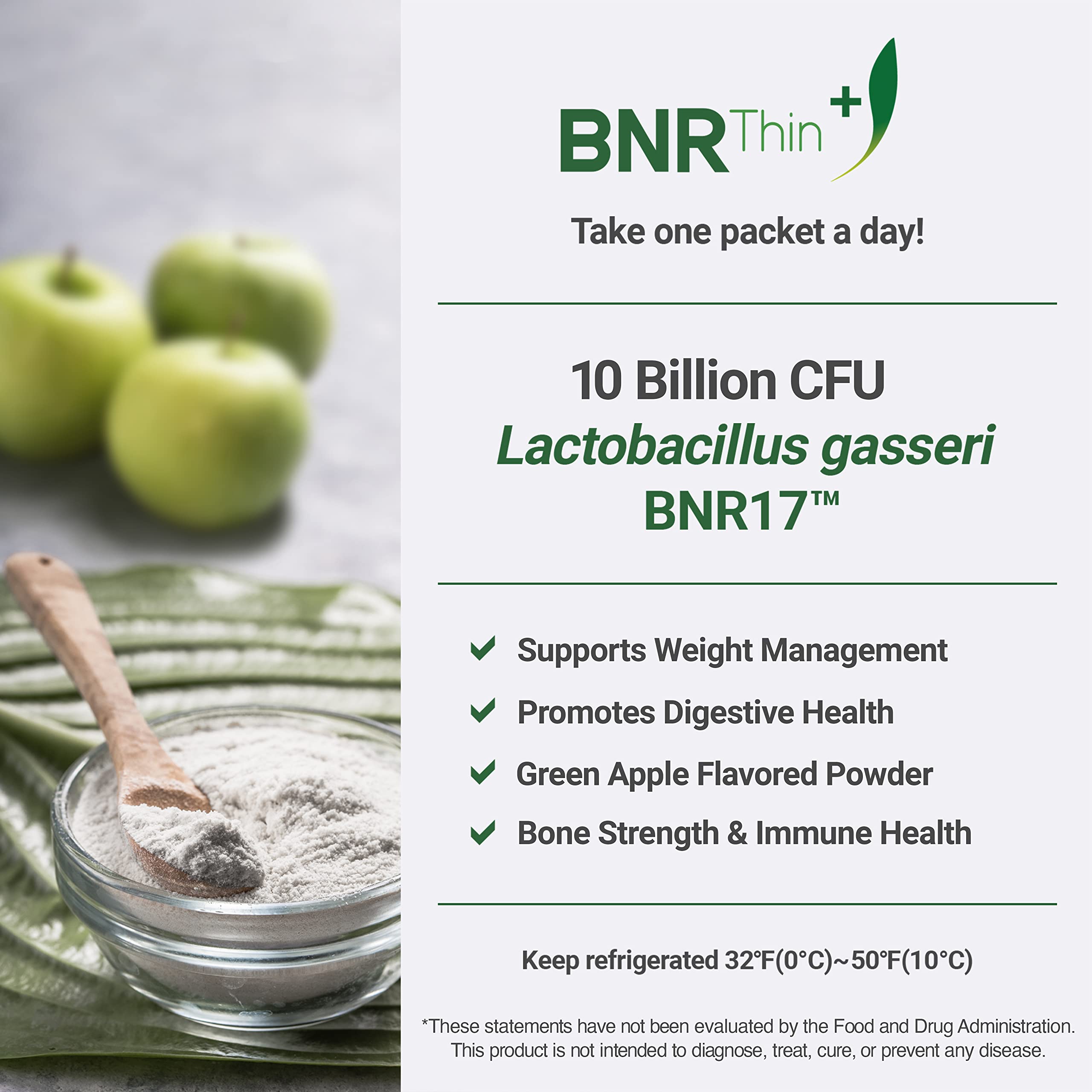 BNRThin Plus, Weight Management Probiotic Powder, 10 Billion CFU Guaranteed, Lactobacil AceBiome