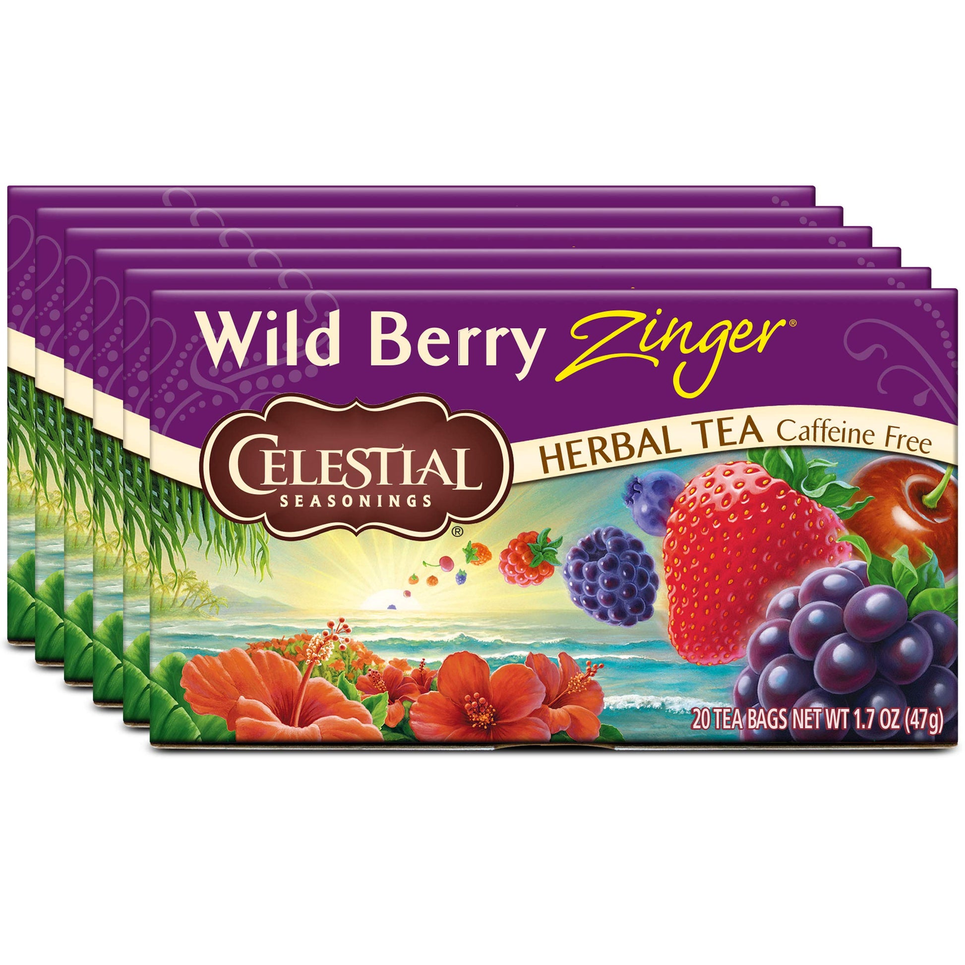 Celestial Seasonings Herbal Tea, Wild Berry Zinger, 20 Count (Pack of 6) Celestial Seasonings