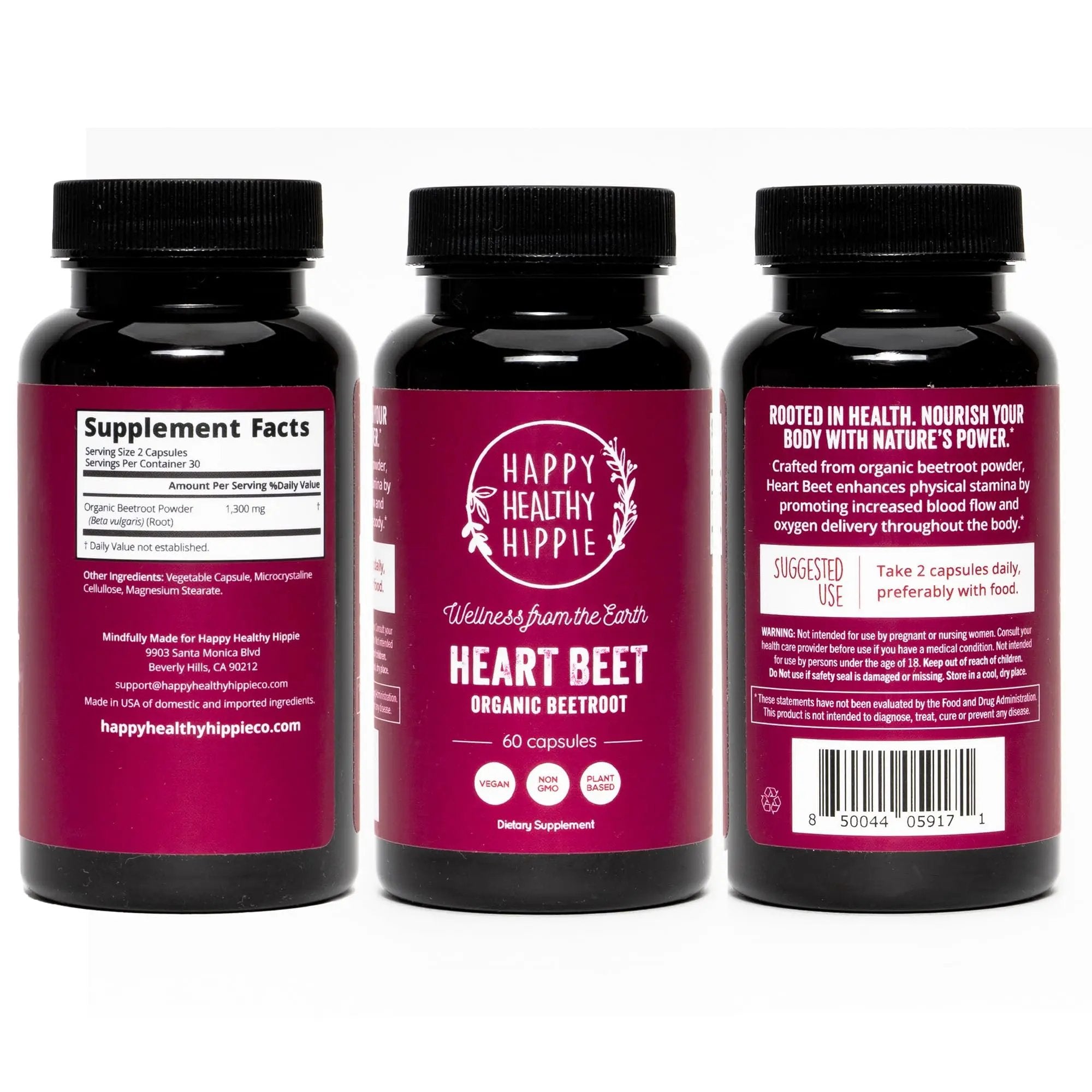 Organic Beet Root Capsules [1,300mg Superfood] - Blood Pressure Support Supplements, Beet Root Powder - Nitric Oxide Supplement, Blood Flow & Blood Circulation | Antioxidant, Brain Food | Vegan, 60 Ct