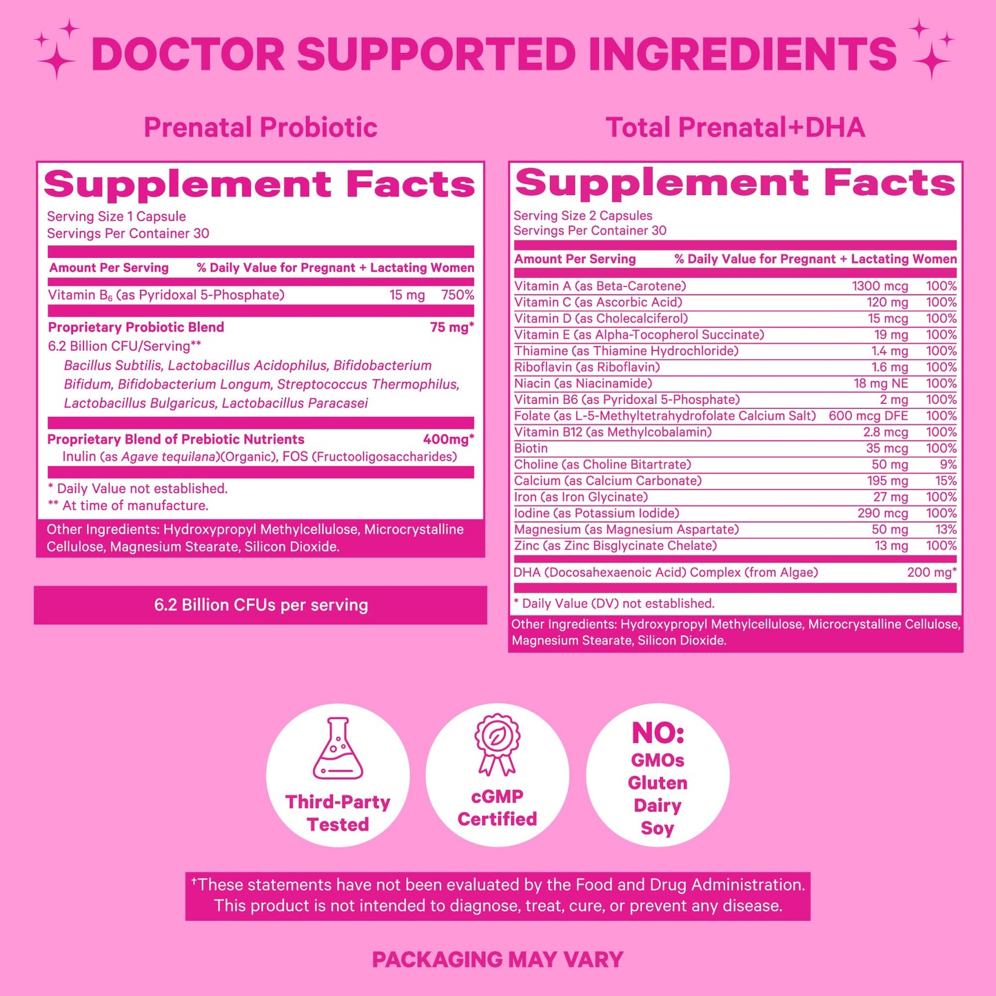 Pink Stork Prenatal Vitamin Duo: Prenatal Vitamins and Probiotics for Pregnant Women
