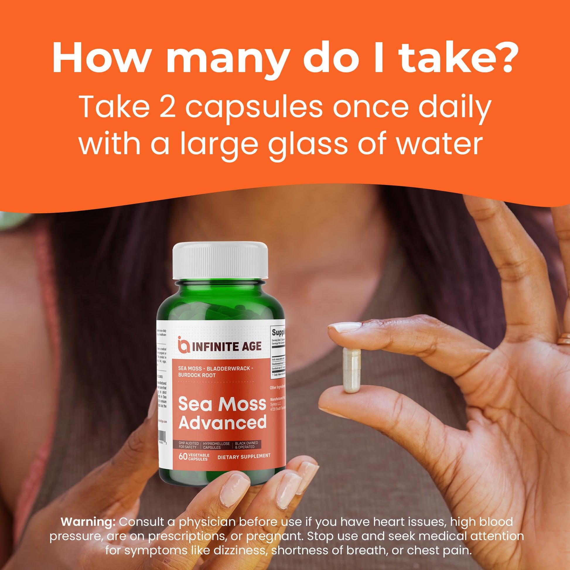 INFINITE AGE: 2 Pack, 1250mg Sea Moss Advanced Superfood, High-Potency, Vegan, INFINITE AGE